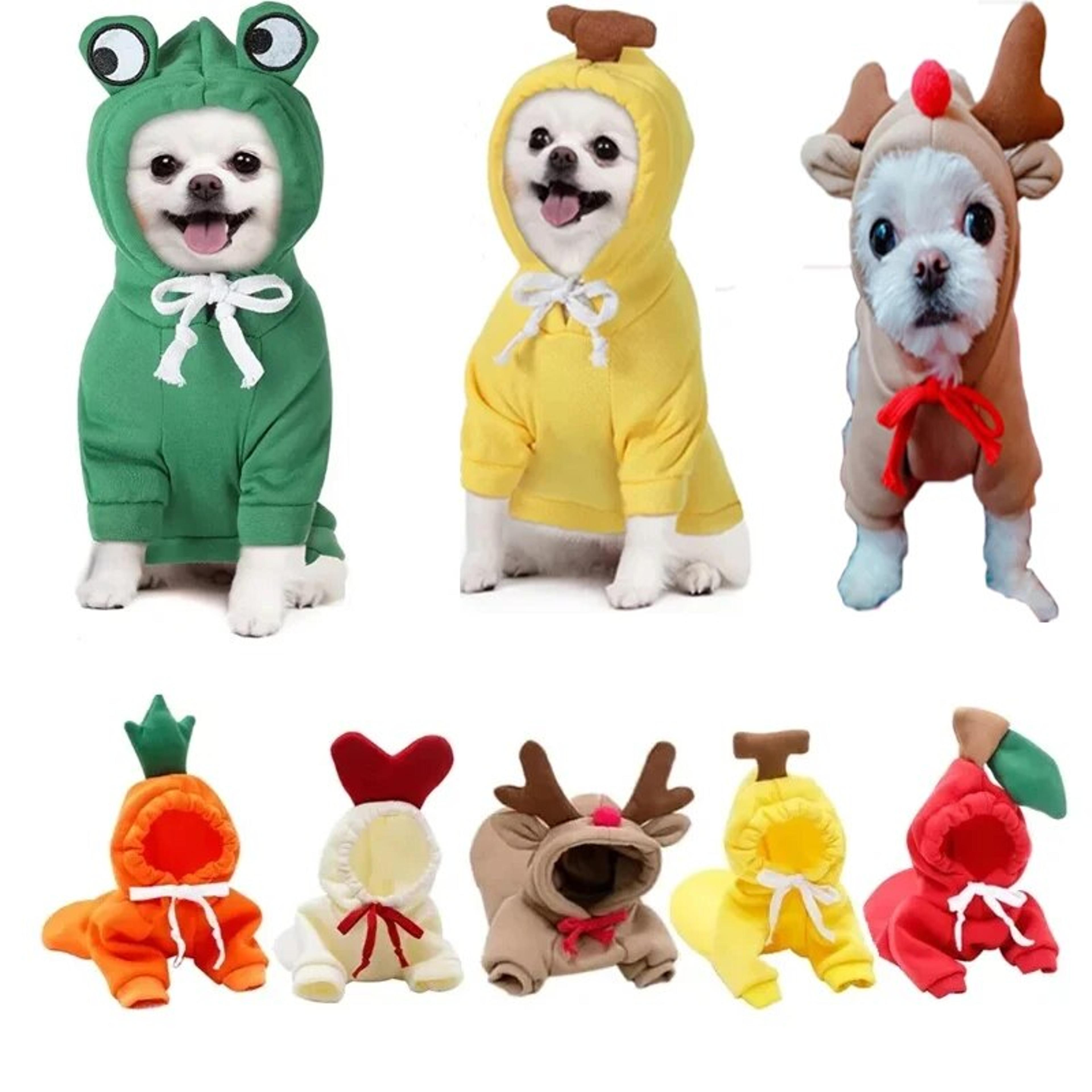 cute fruit dog clothes: warm fleece pet hoodies for small dogs