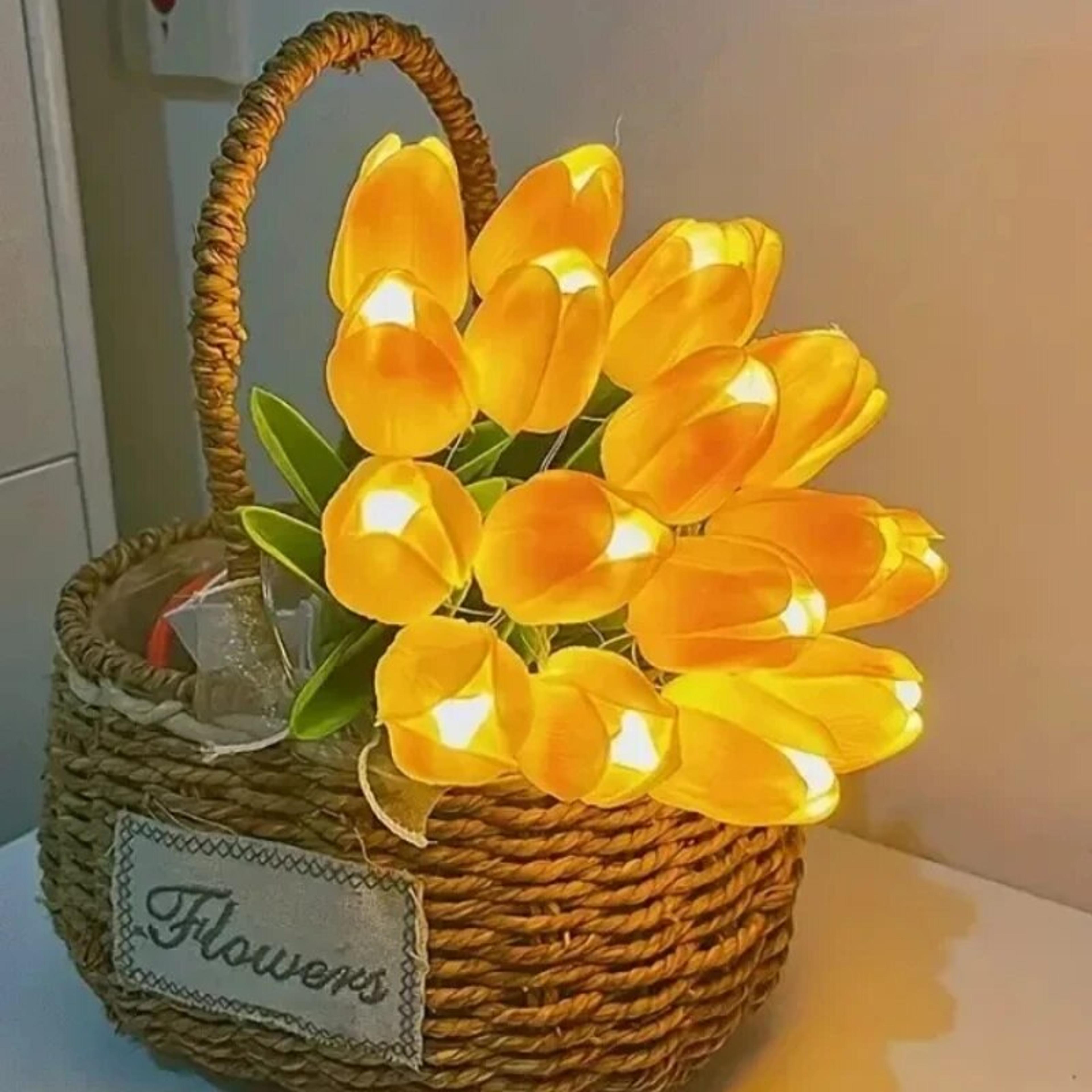 10pcs led artificial tulip flowers table lamp simulation bouquet night light home decoration