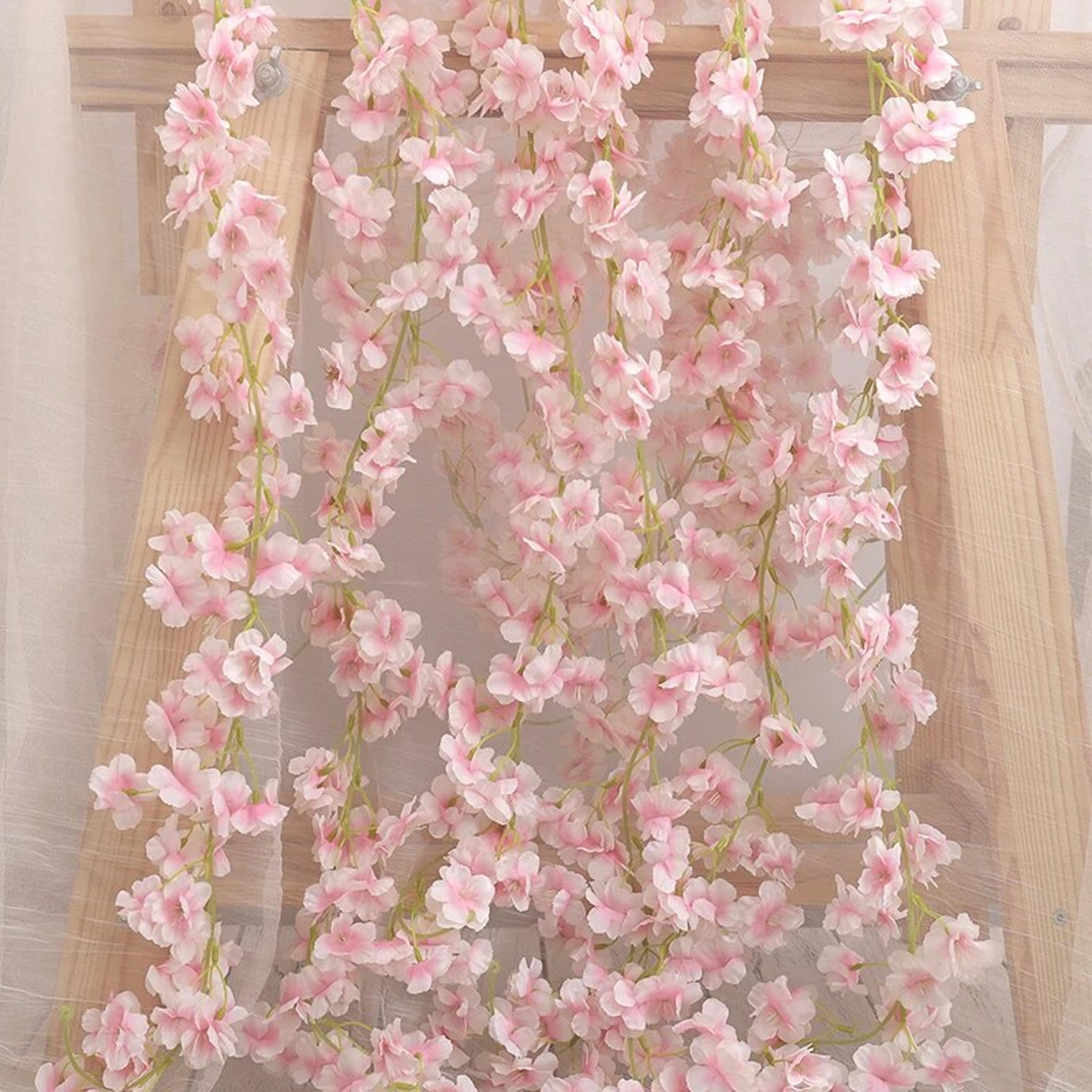 artificial sakura flowers vine hanging fake floral garland home garden wedding arch party cherry blossom wall decor