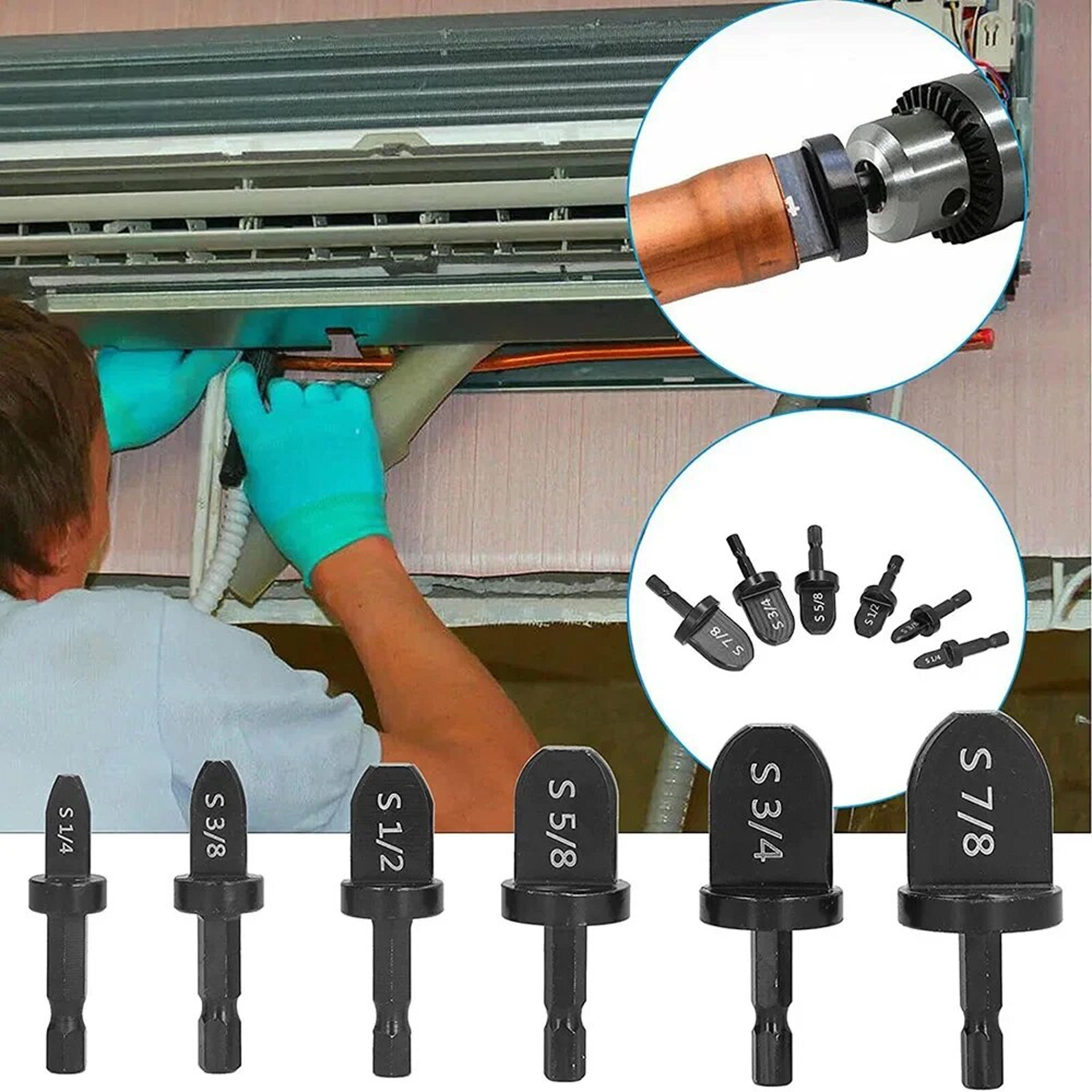 imperial pipe expander set for air conditioner tubes: 5/6/11pcs copper hex shank tube flaring tool - electric drill bit