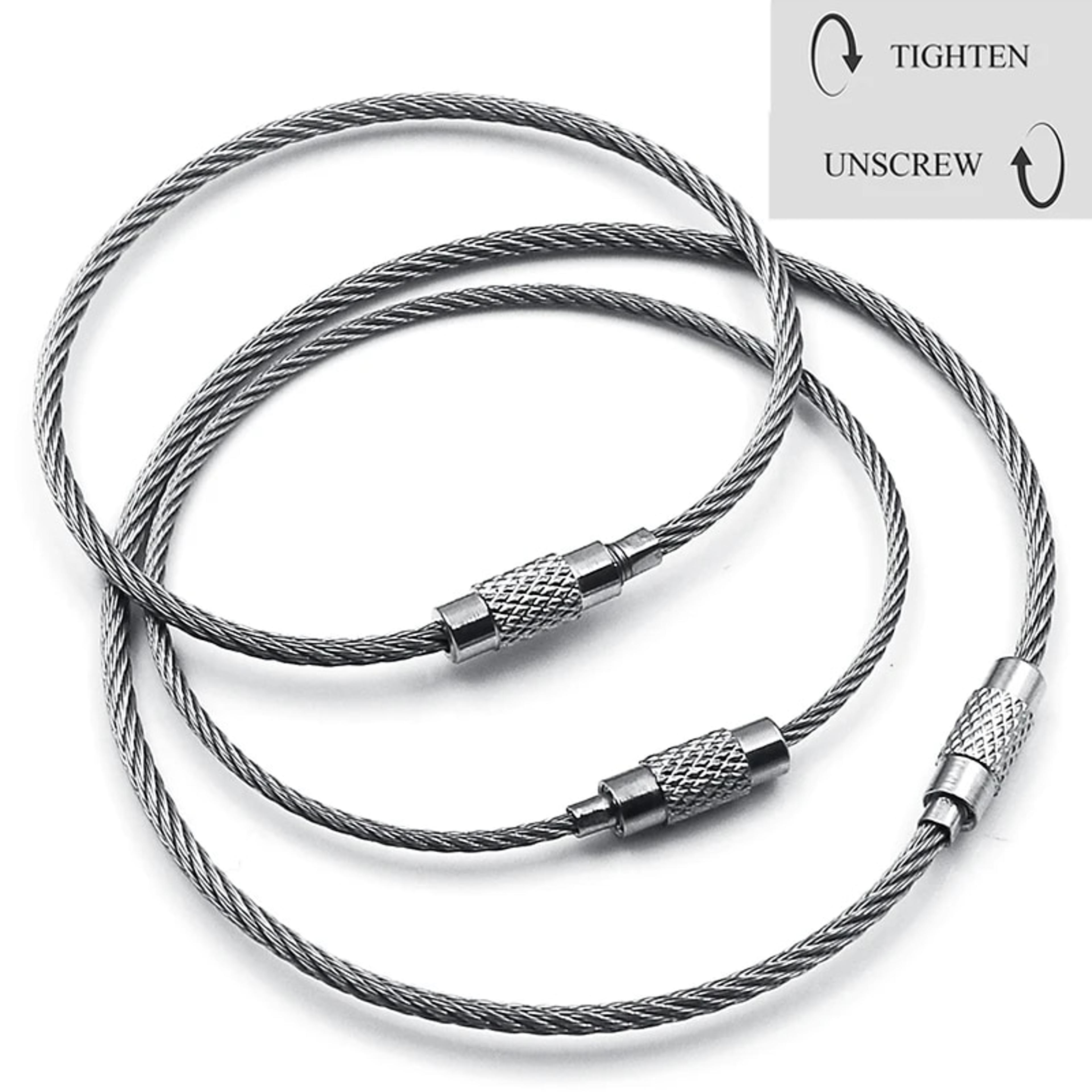 stainless steel wire cable loop keychain tag rope | 10pcs edc key screw lock gadget ring for camping