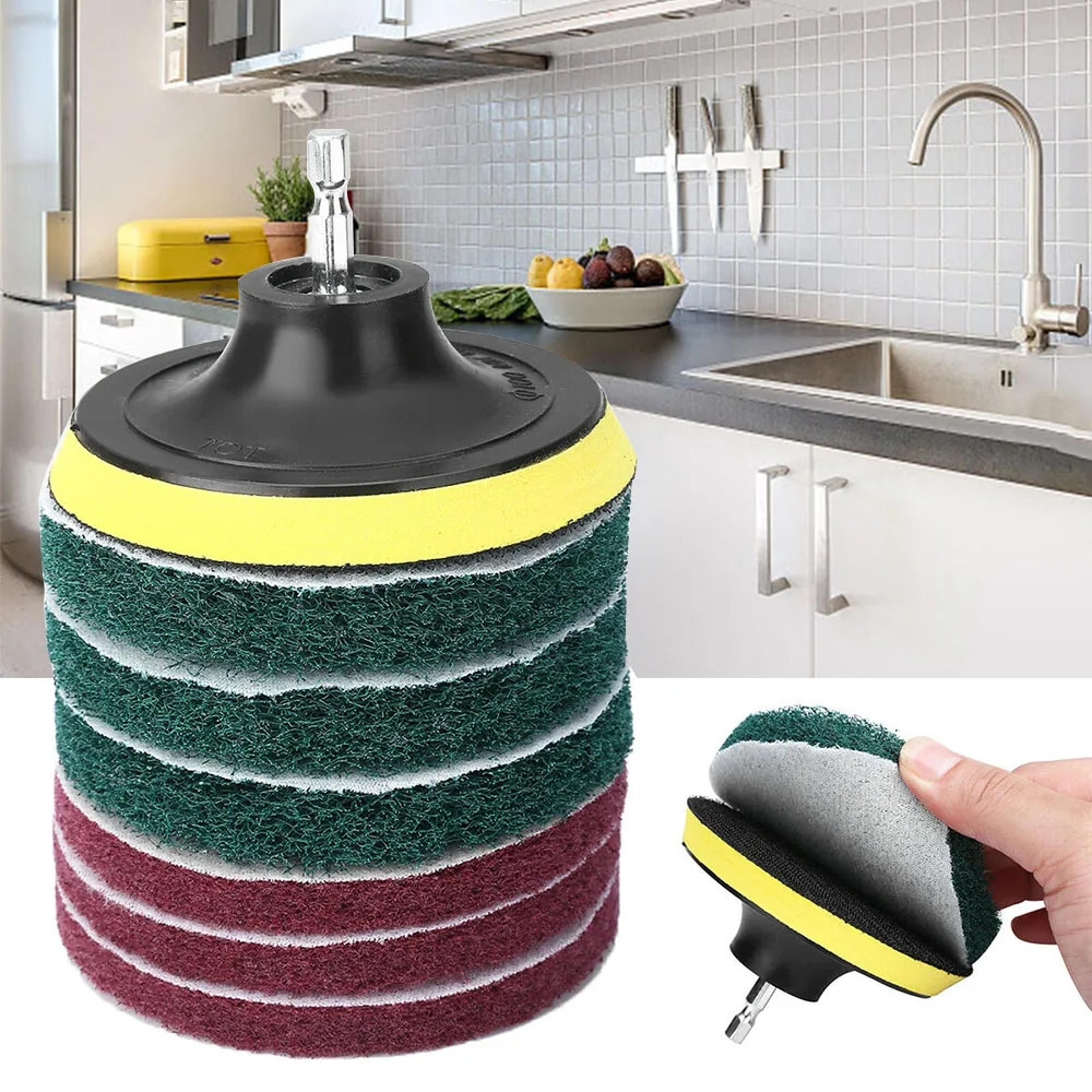 8pcs electric drill brush scrub pads kit for grout power drills - tub cleaner tools set