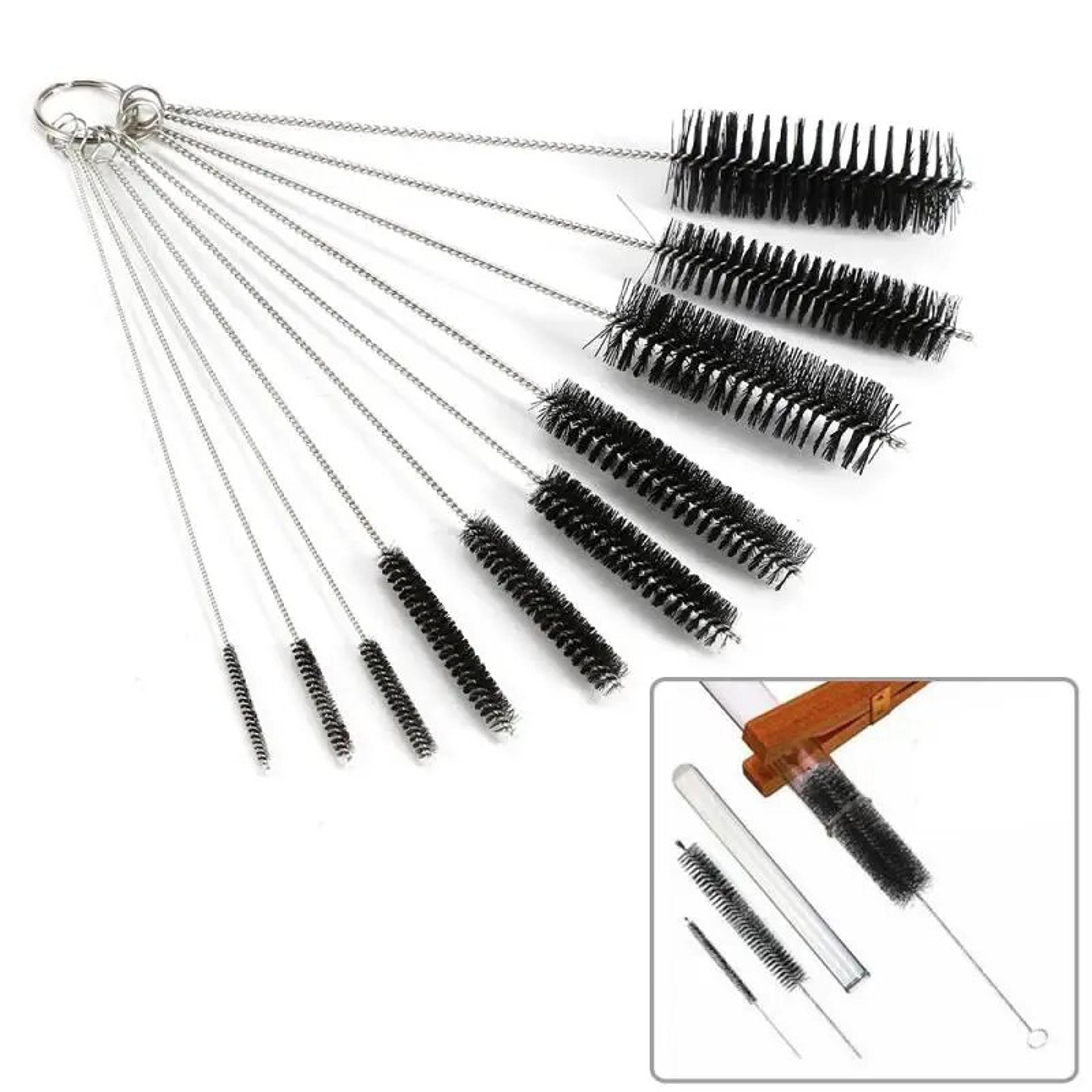 10-piece nylon cleaning brush set for test tubes, bottles, straws, household cleaning - bristle kit & accessories