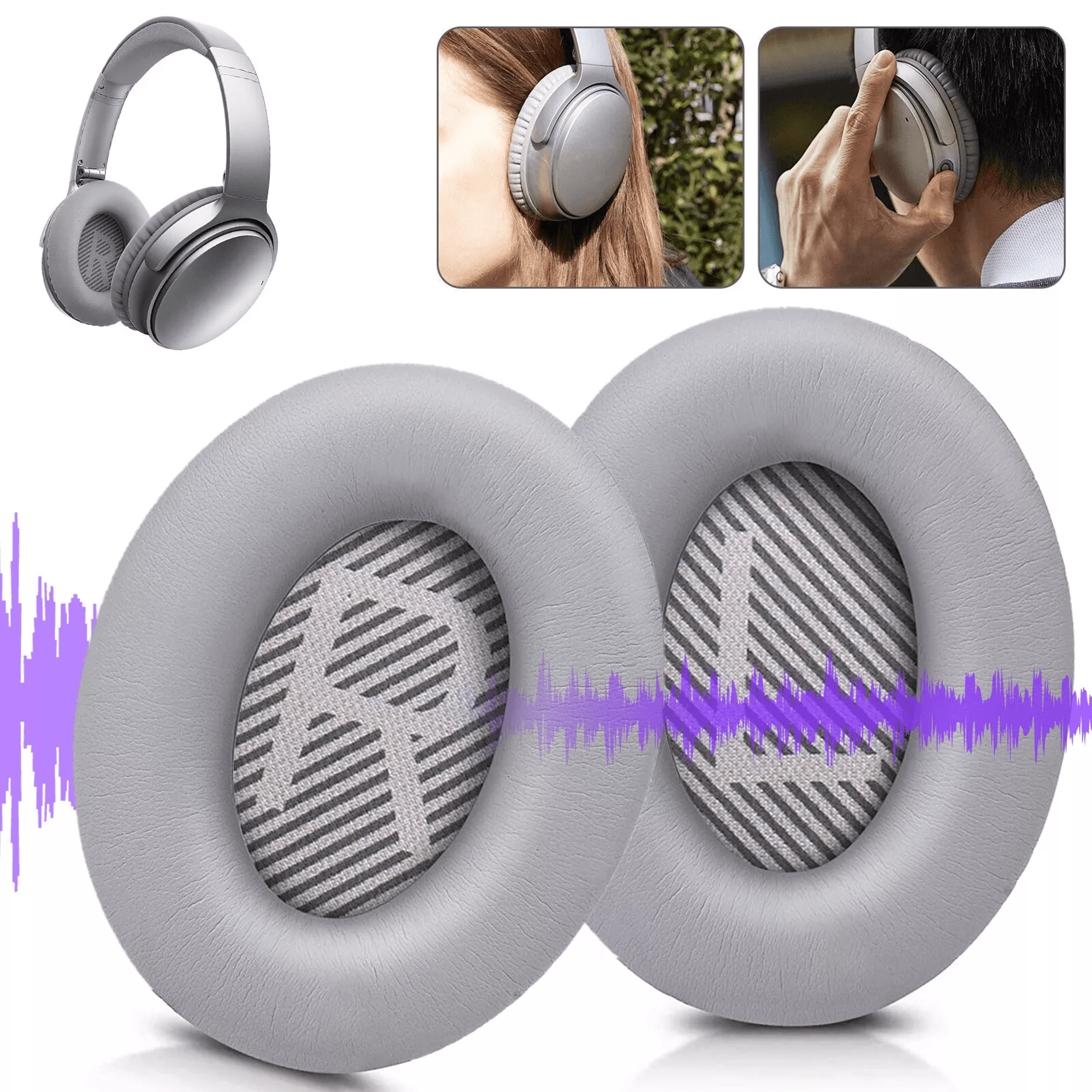 earpad replacement cushions for bose quiet comfort headphones, premium leather ear pads for over-ear headset repair