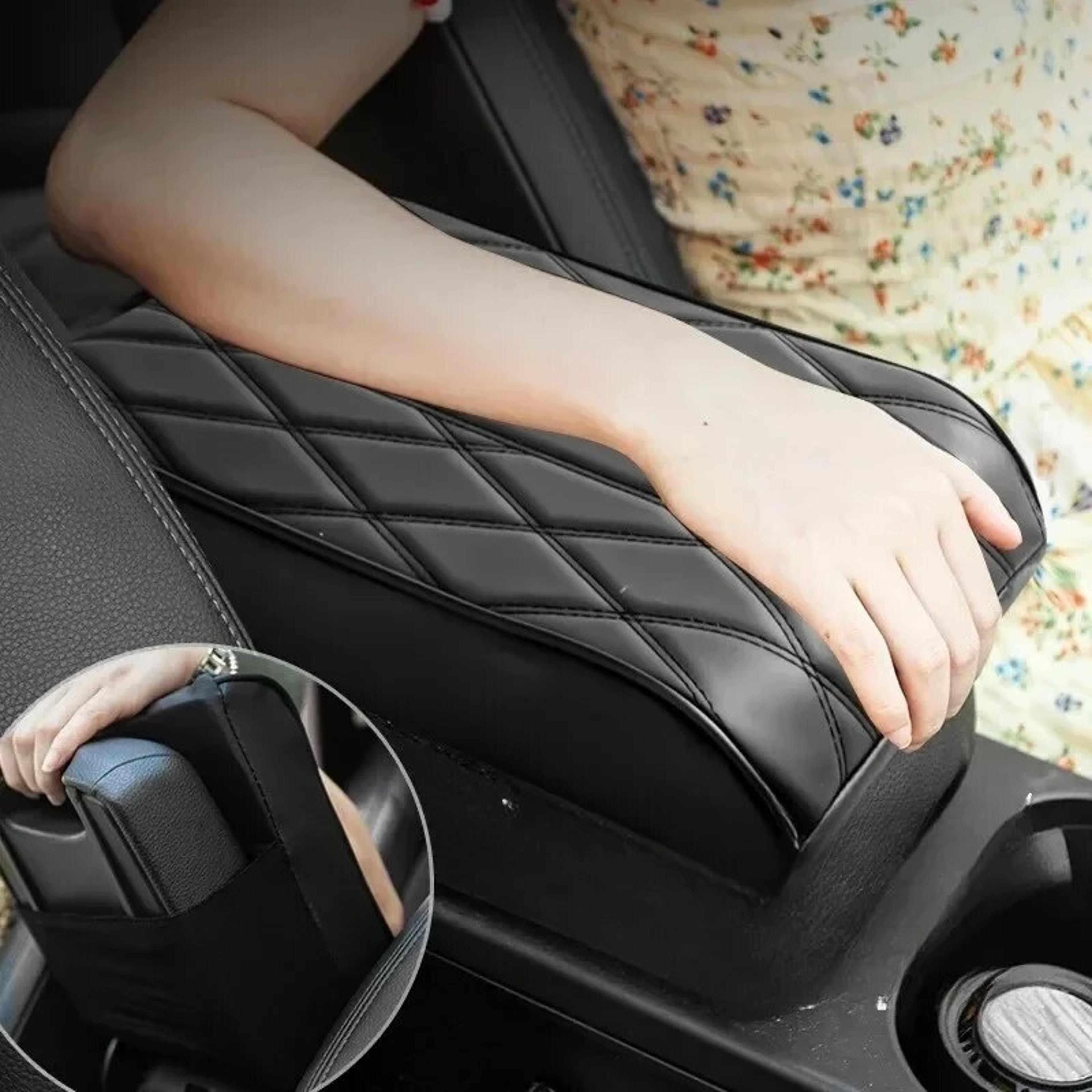 wave embroider pu leather car armrest cover – premium center console protector & cushion