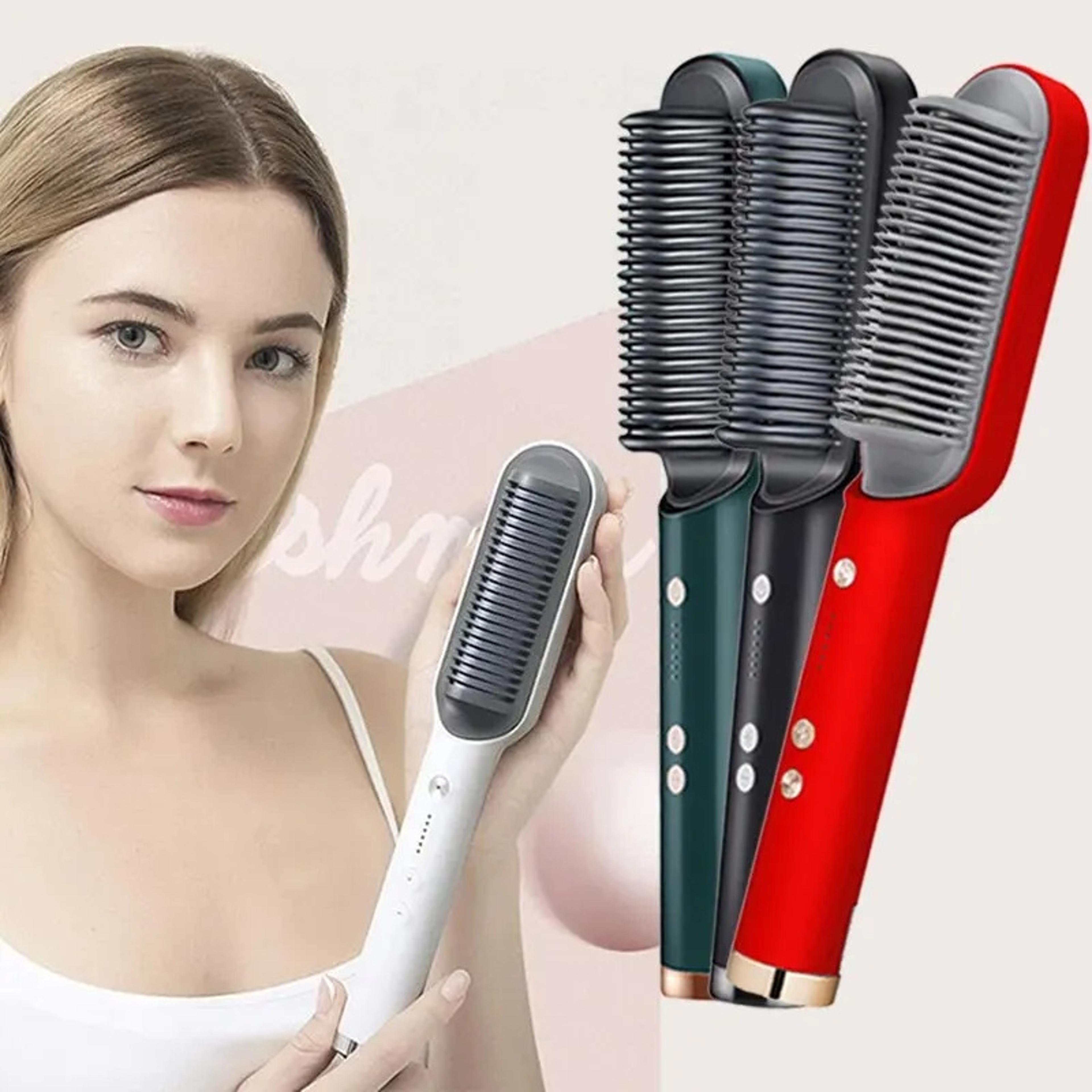 mini hair straightener brush comb – portable hair straightener brush for fast styling