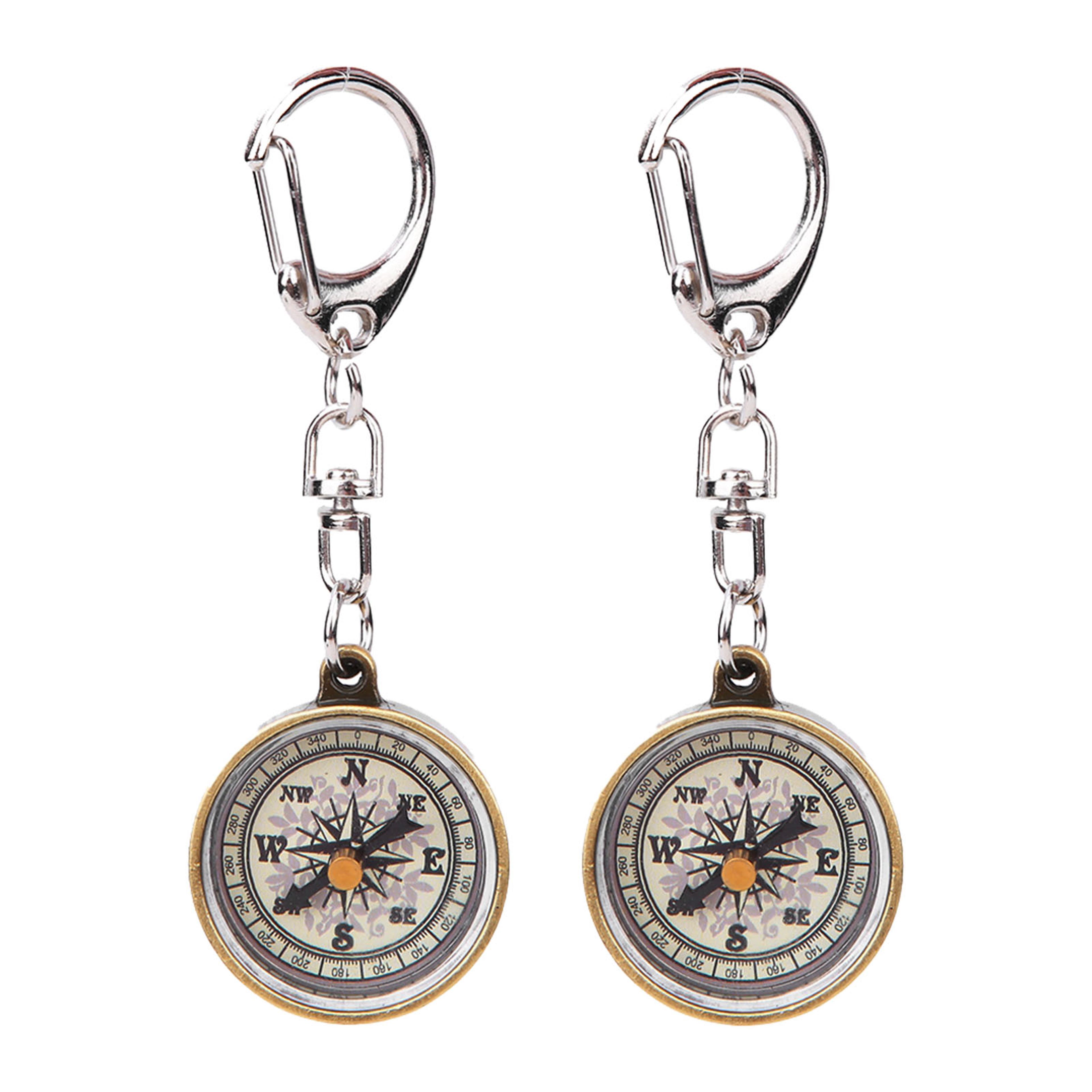 vintage zinc alloy compass keychain portable survival compass for hiking camping navigation