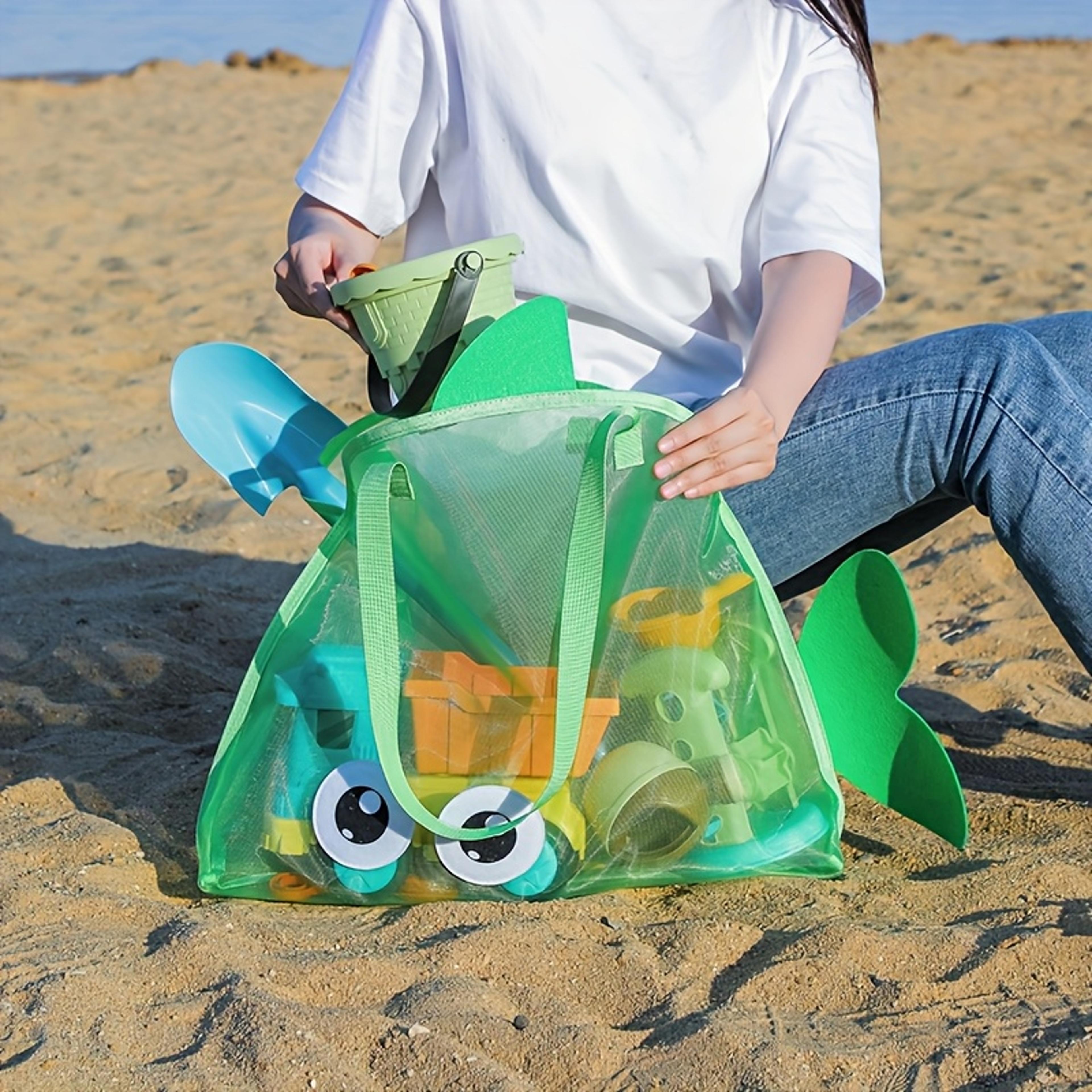 mesh beach bag large beach tote with pockets for sand free storage & family essentials