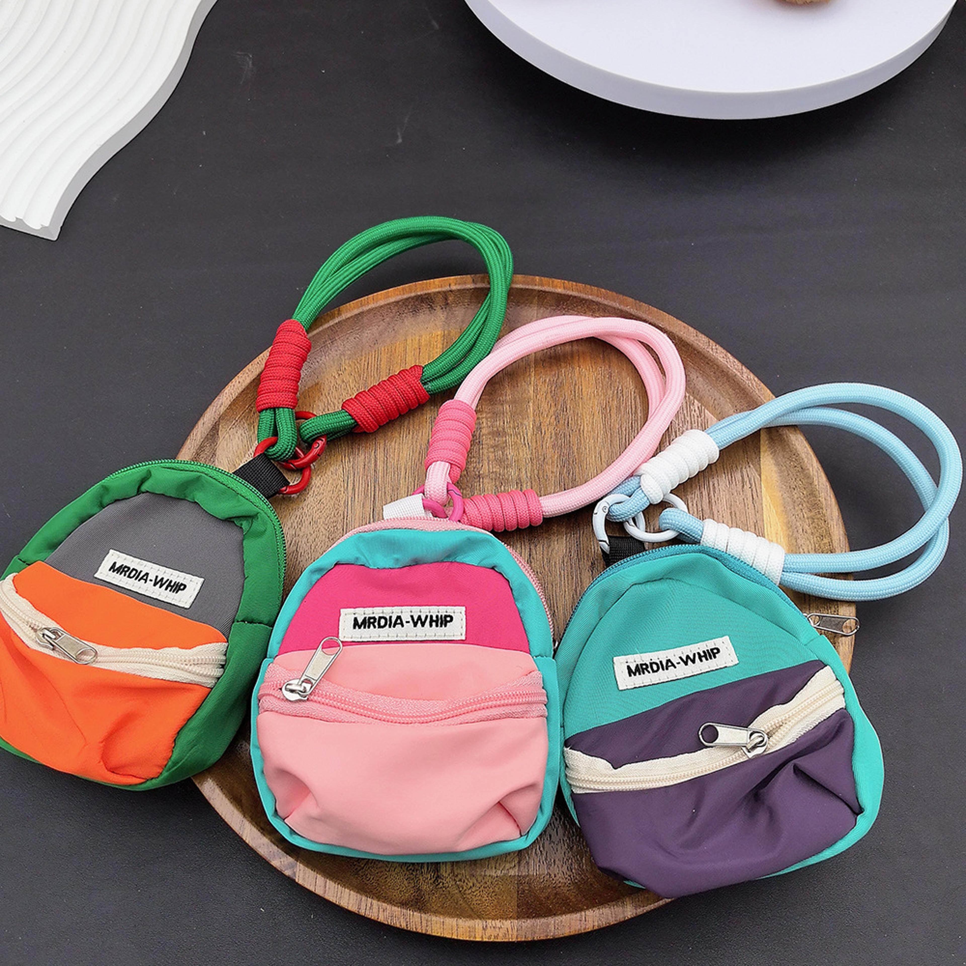 cute handwoven phone lanyard pouch mini coin purse keychain card holder