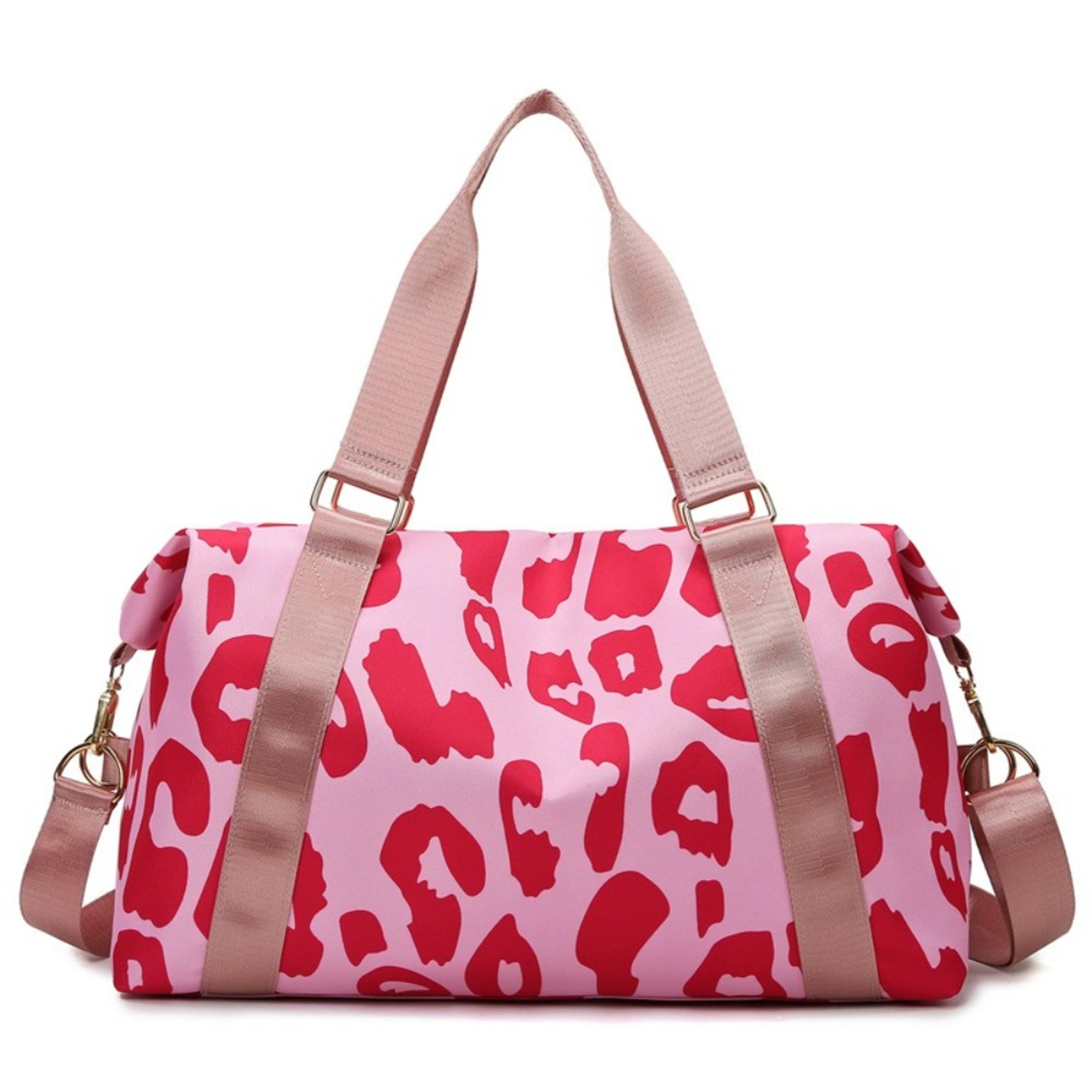 leopard print duffle bag large capacity gym and travel tote for women