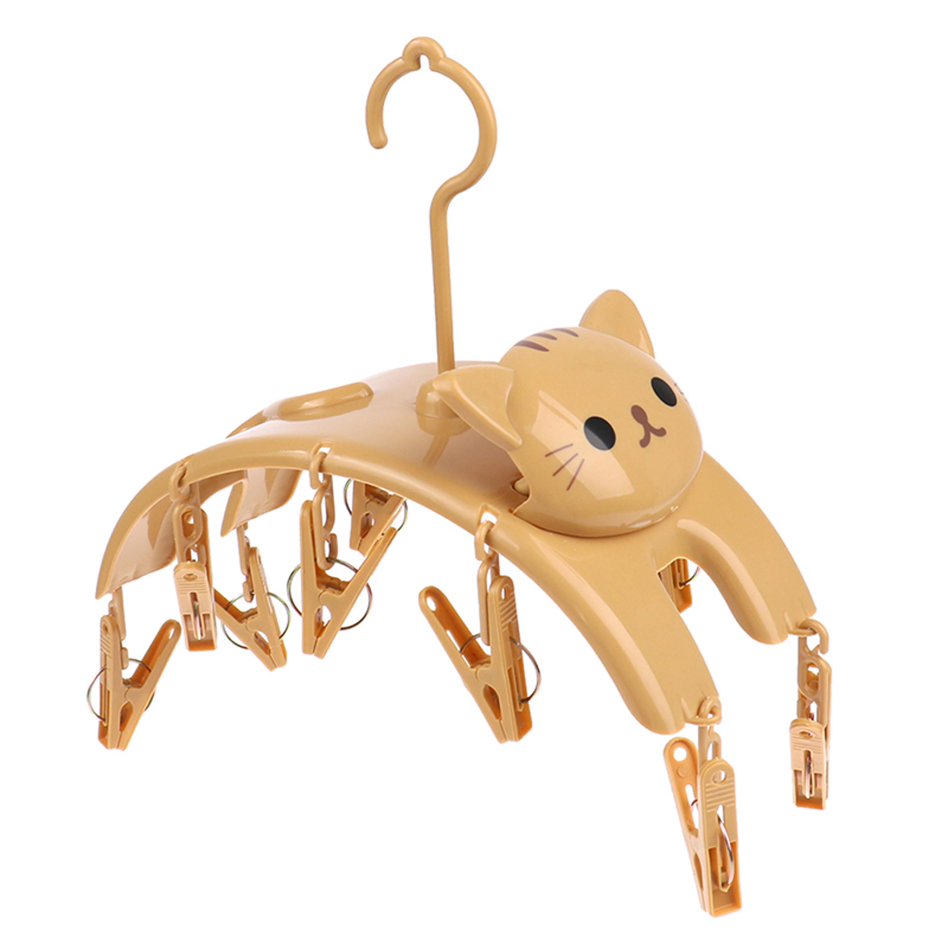 cute cat hanging drying rack with clips indoor outdoor laundry organizer