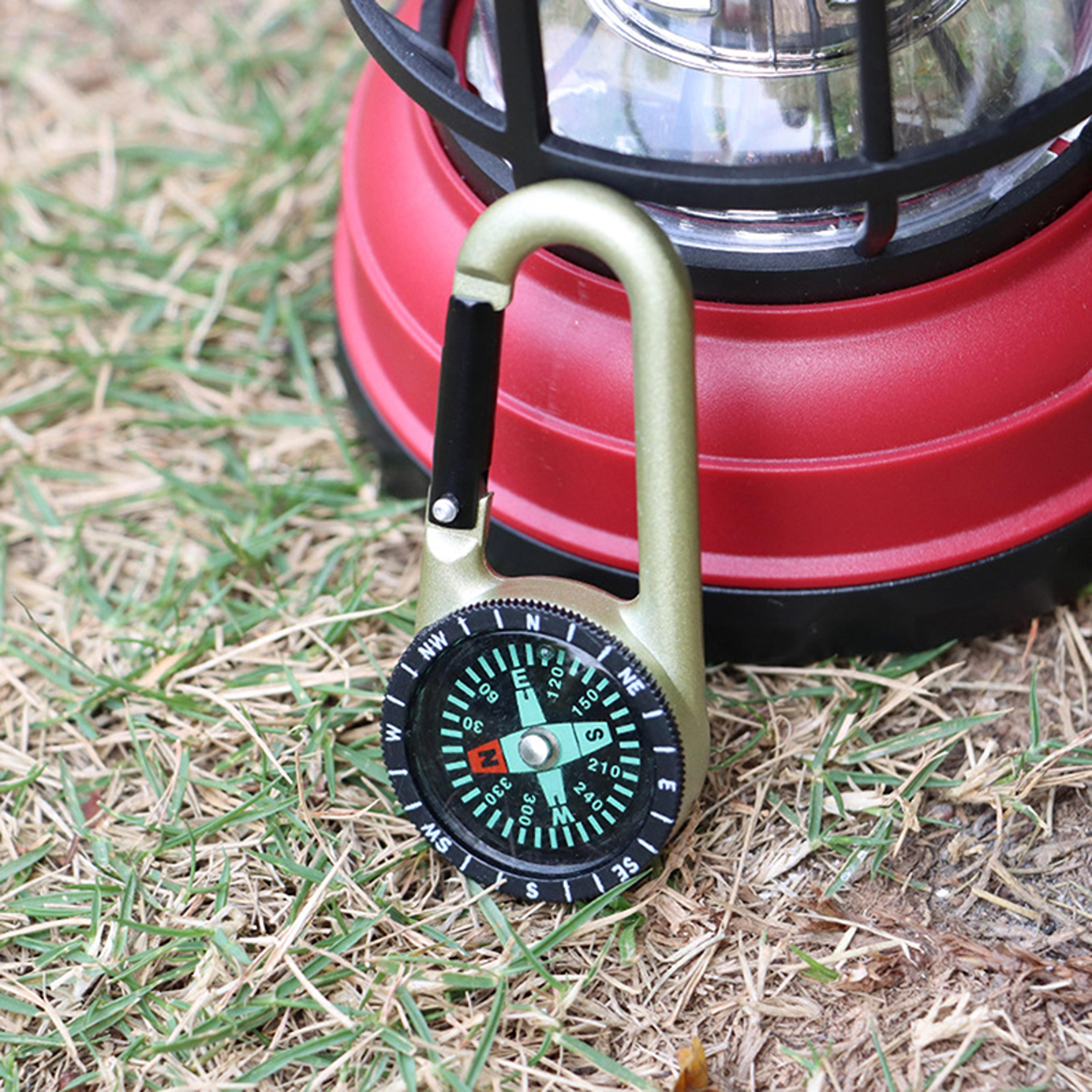 mini carabiner compass keychain with thermometer outdoor hiking navigation tool