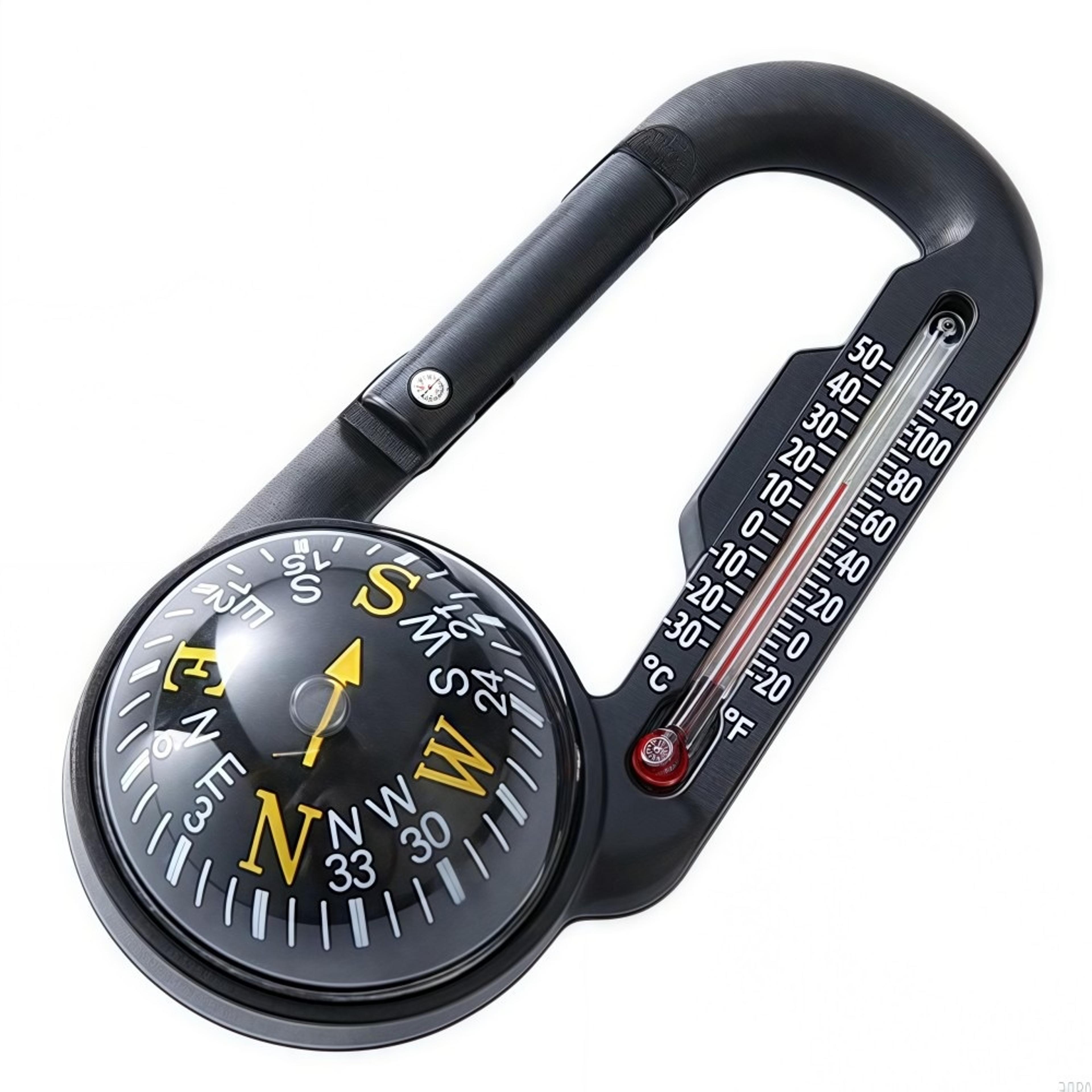 compass carabiner keychain with thermometer outdoor survival clip