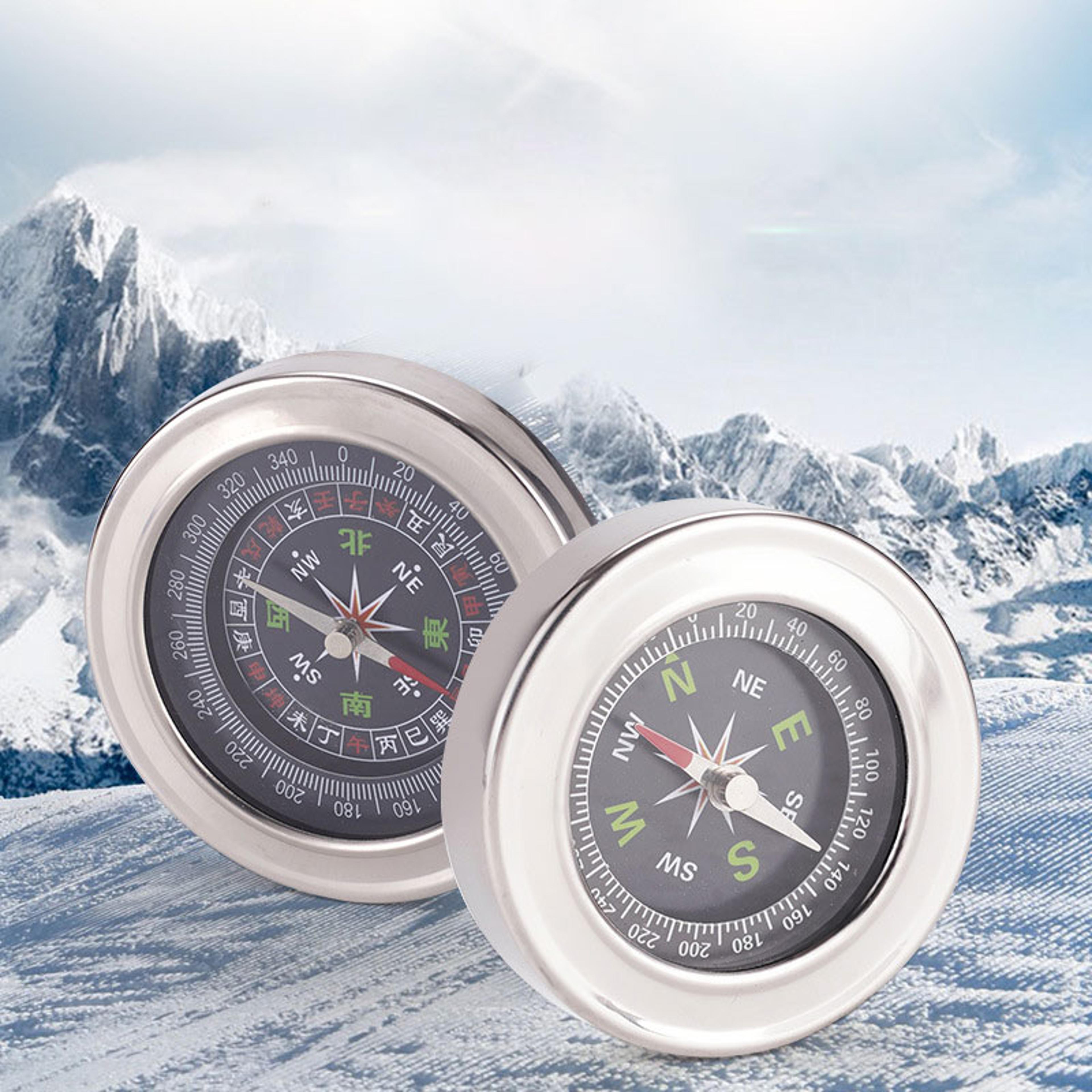 stainless steel outdoor compass navigation tool dual language survival compass