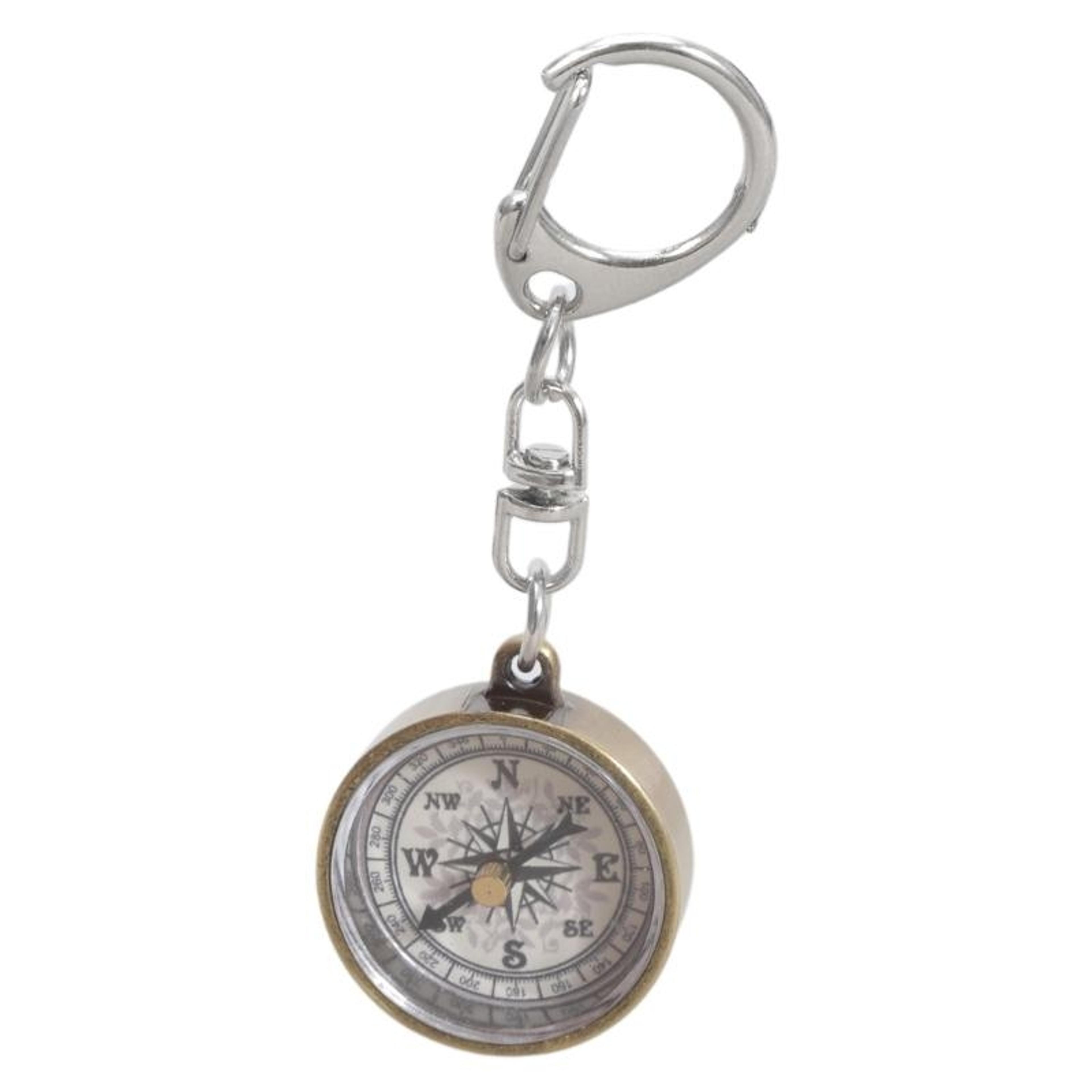 mini portable compass keychain retro survival hiking navigation tool