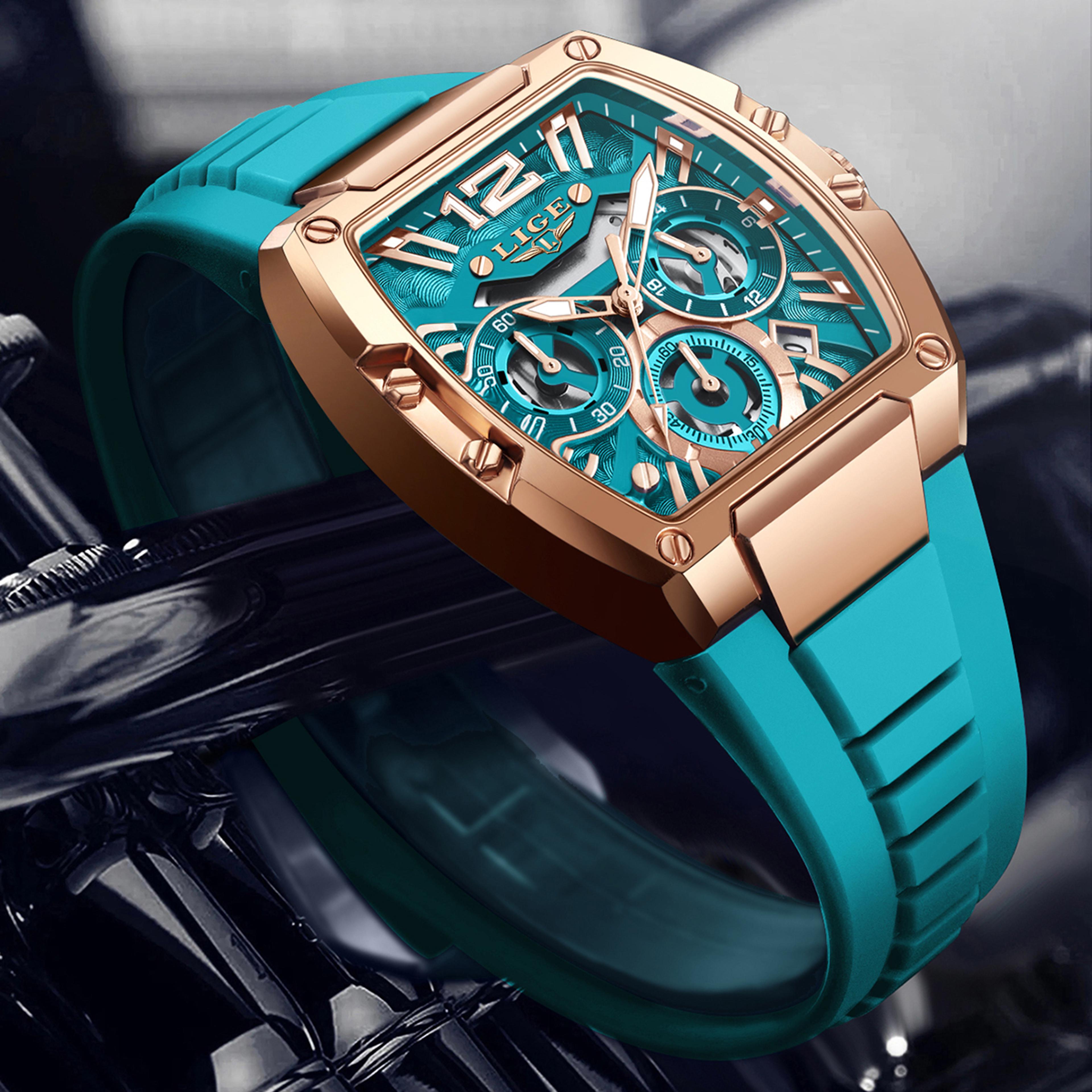 mens chronograph sports watch waterproof luminous silicone strap quartz wristwatch