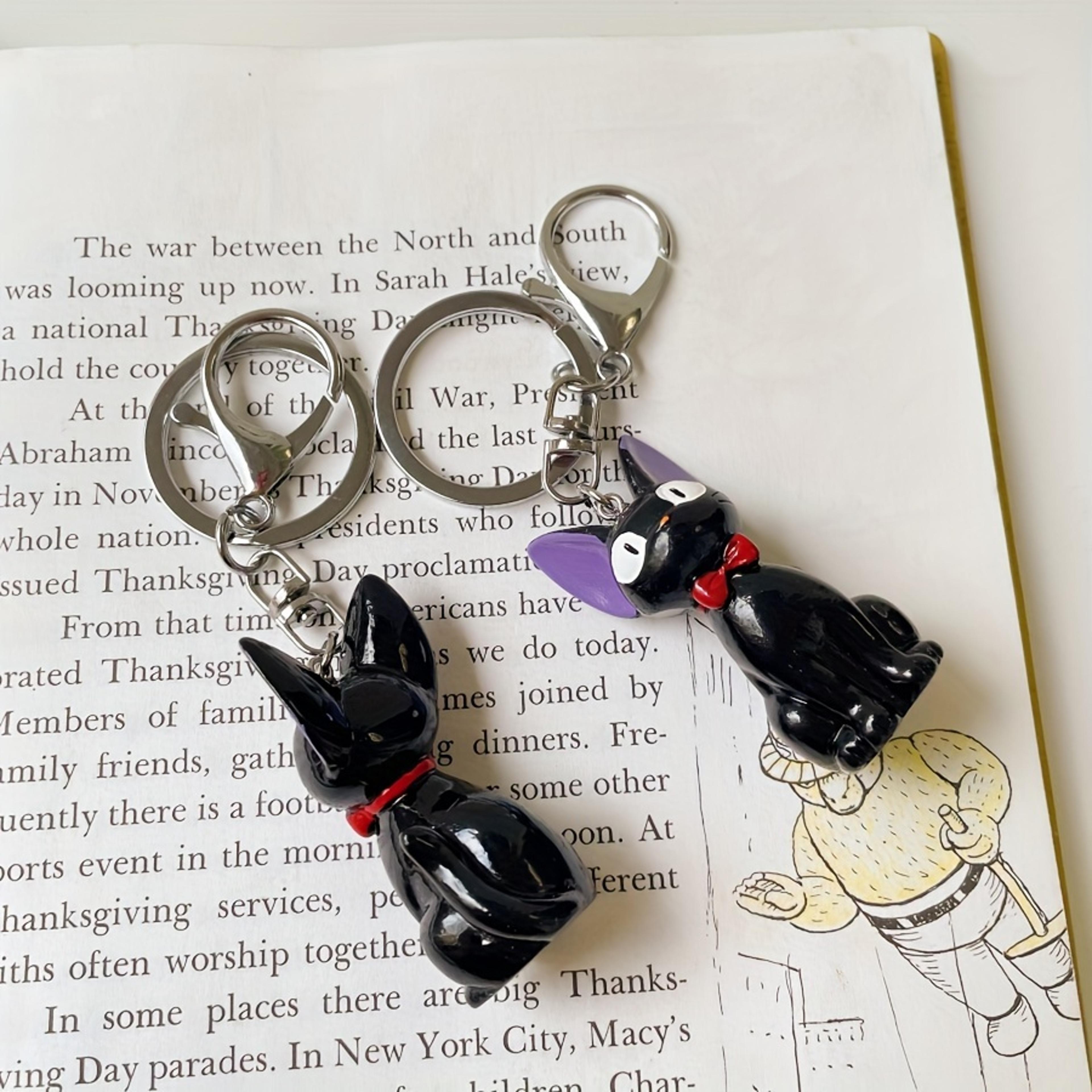 cute black cat keychain pvc kawaii cat bag charm for keys and accessories