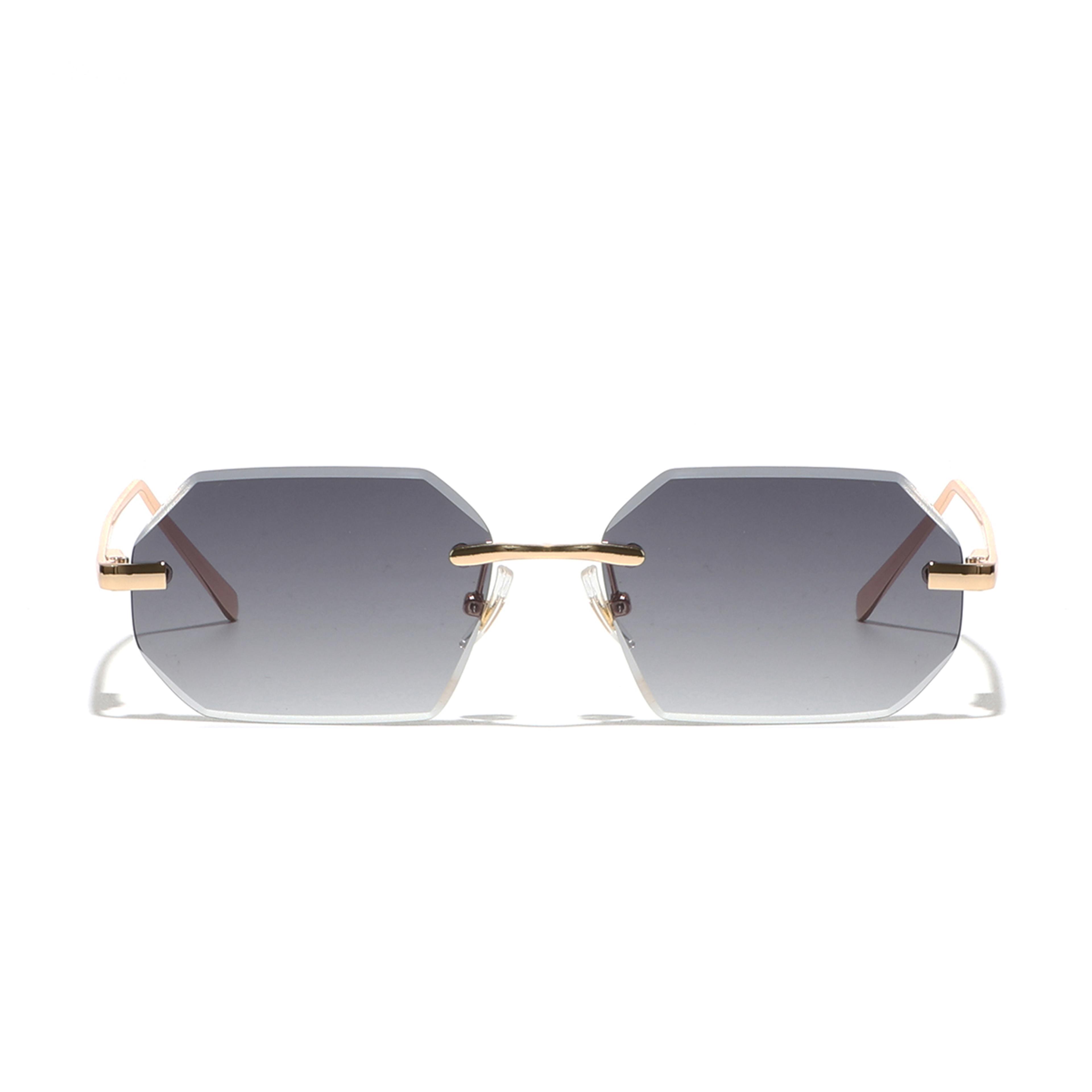 rimless designer sunglasses with diamond cut lens frameless metal uv protection shades
