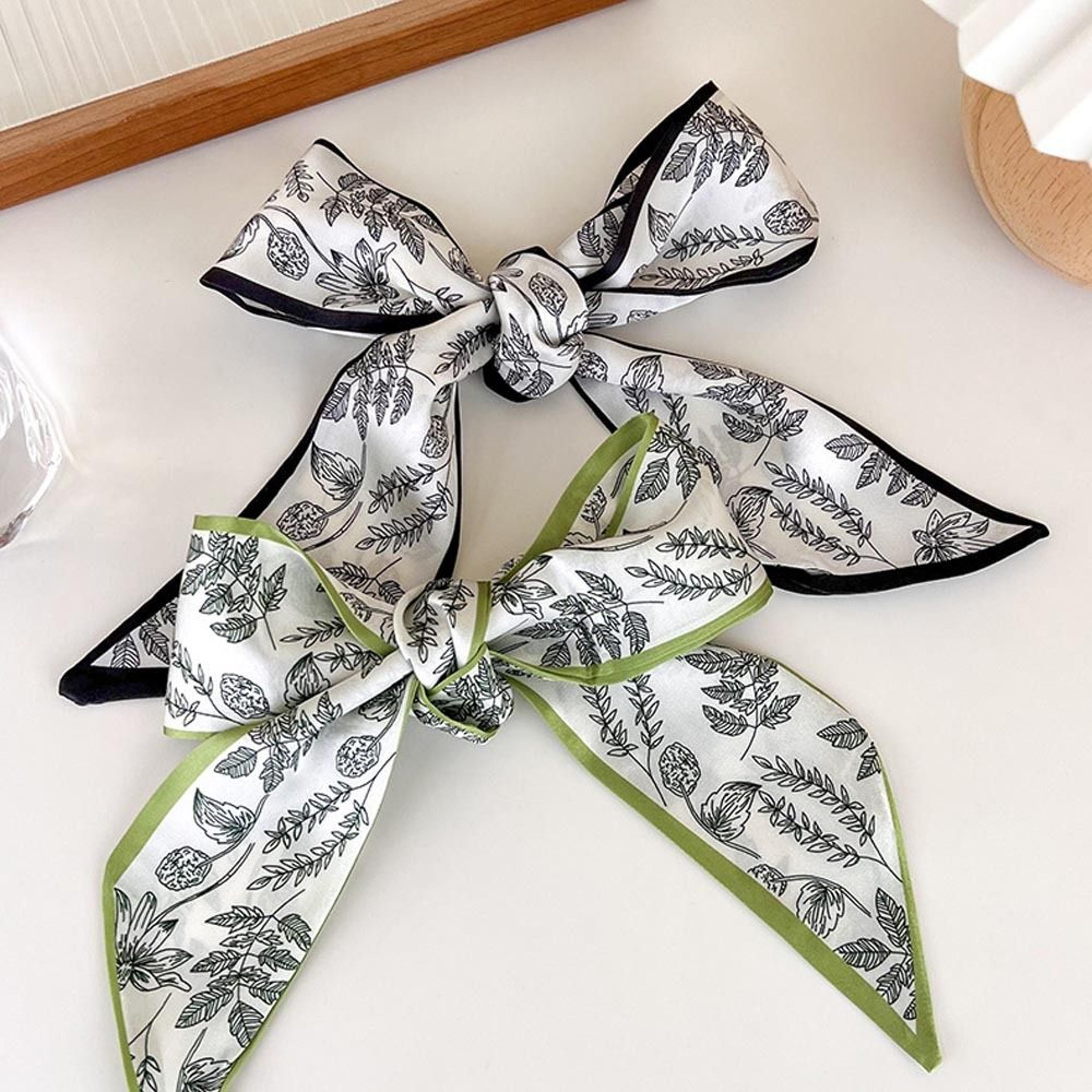 floral silk hair scarf ribbon korean style satin hairband for women