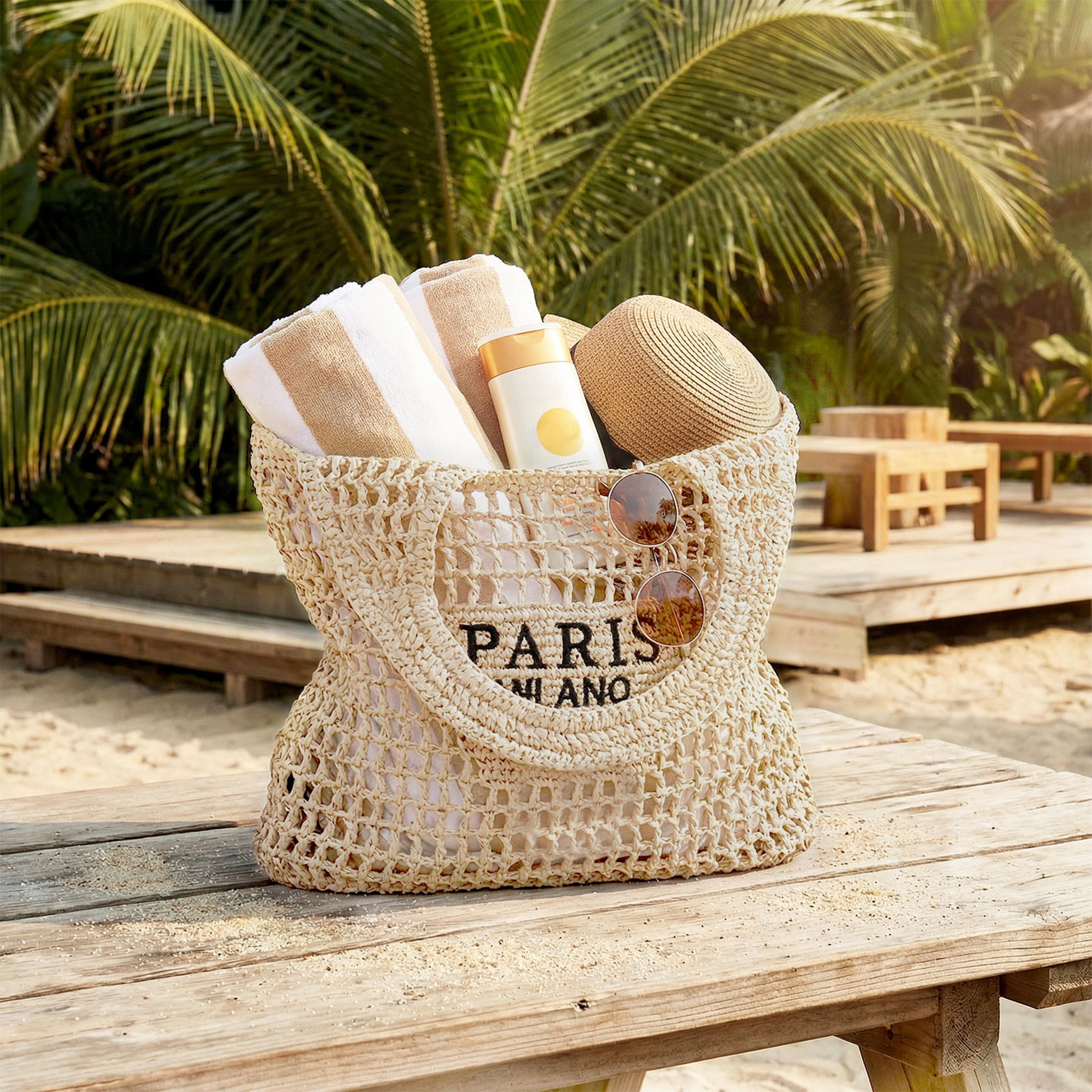 handmade straw beach bag large capacity woven summer tote for women