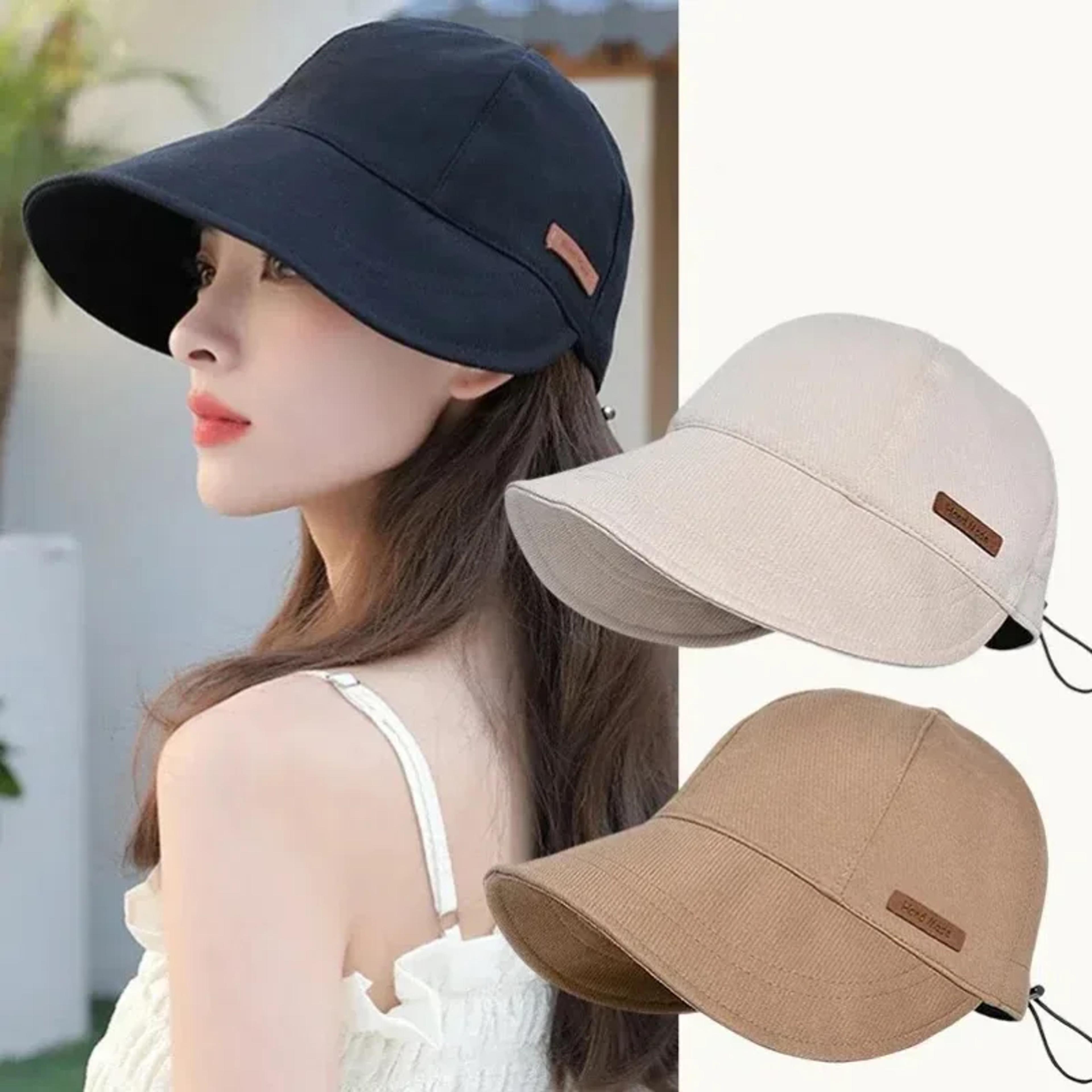 foldable wide brim sun hat with uv protection adjustable cotton beach hat for women