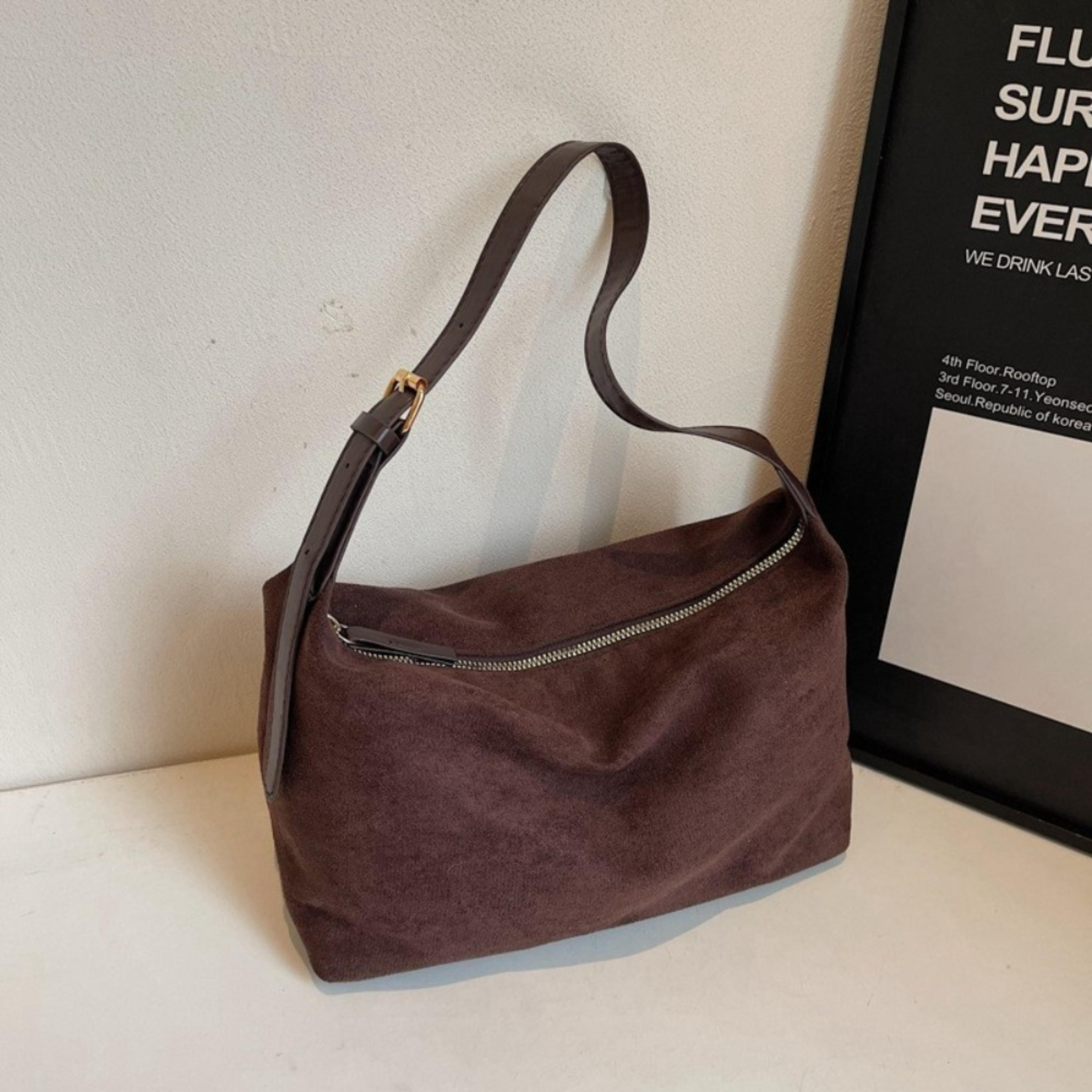 large capacity suede shoulder bag korean style hobo tote for women