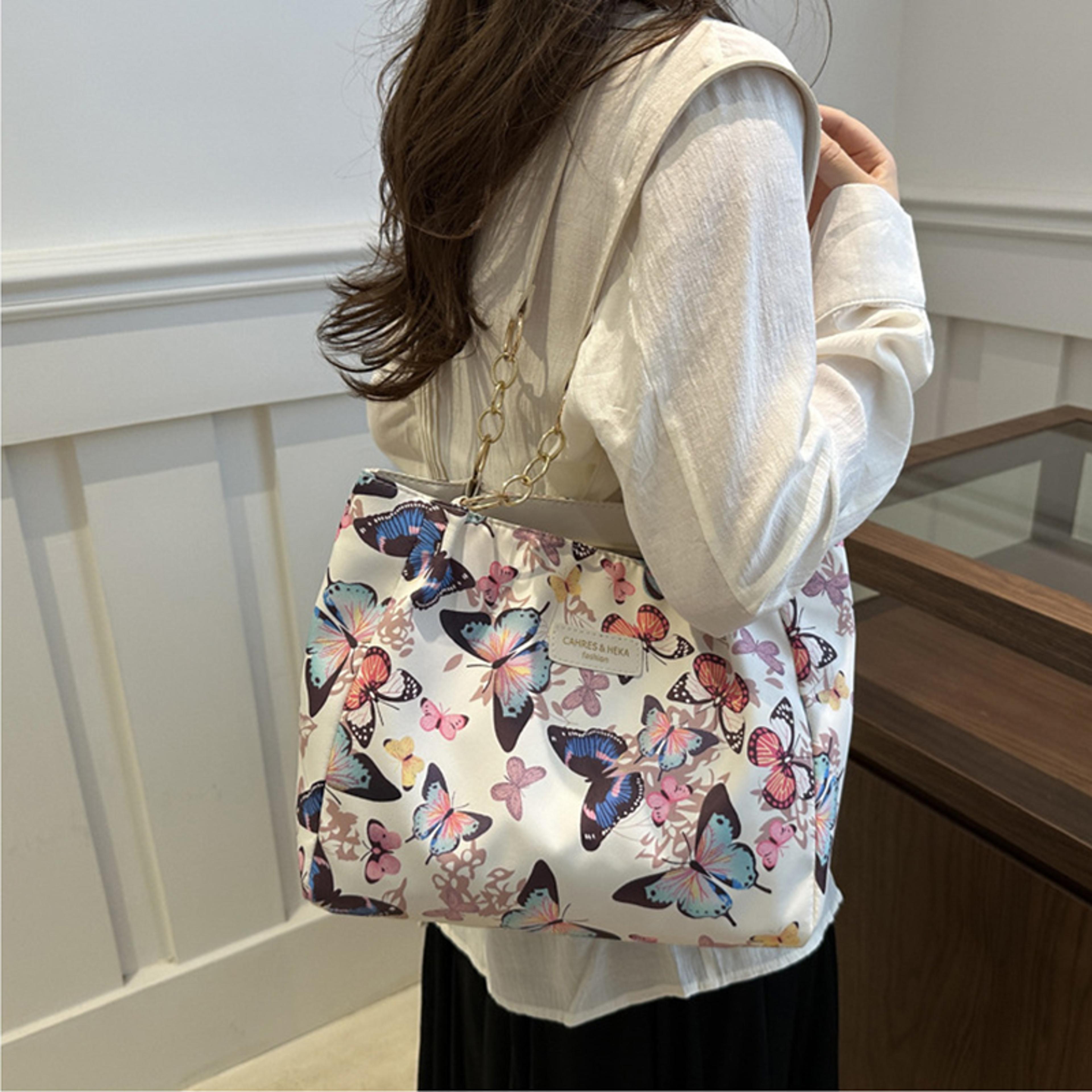 large capacity animal print tote bag stylish nylon shoulder bag for women