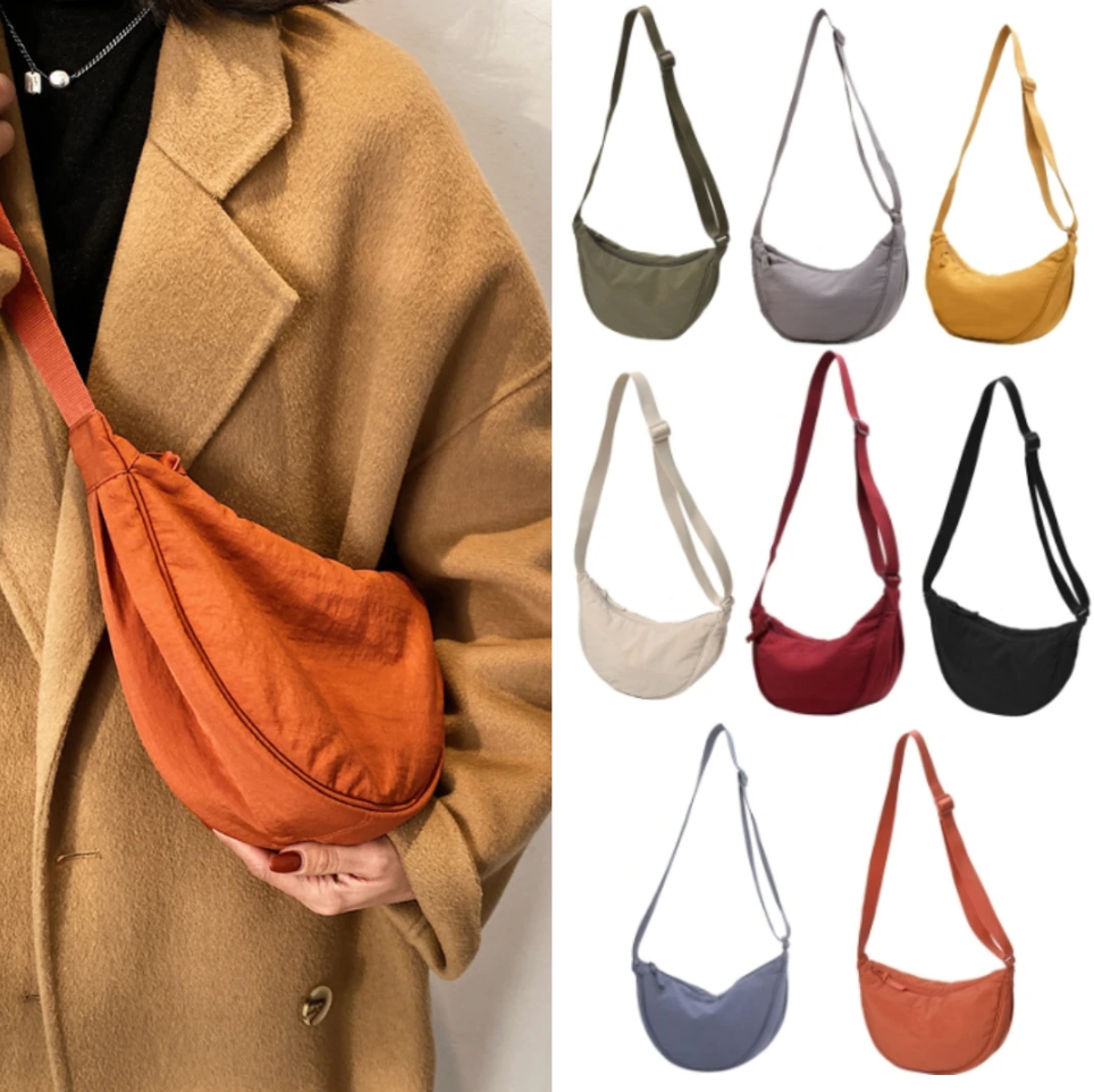 large capacity nylon hobo crossbody bag lightweight designer shoulder tote for women