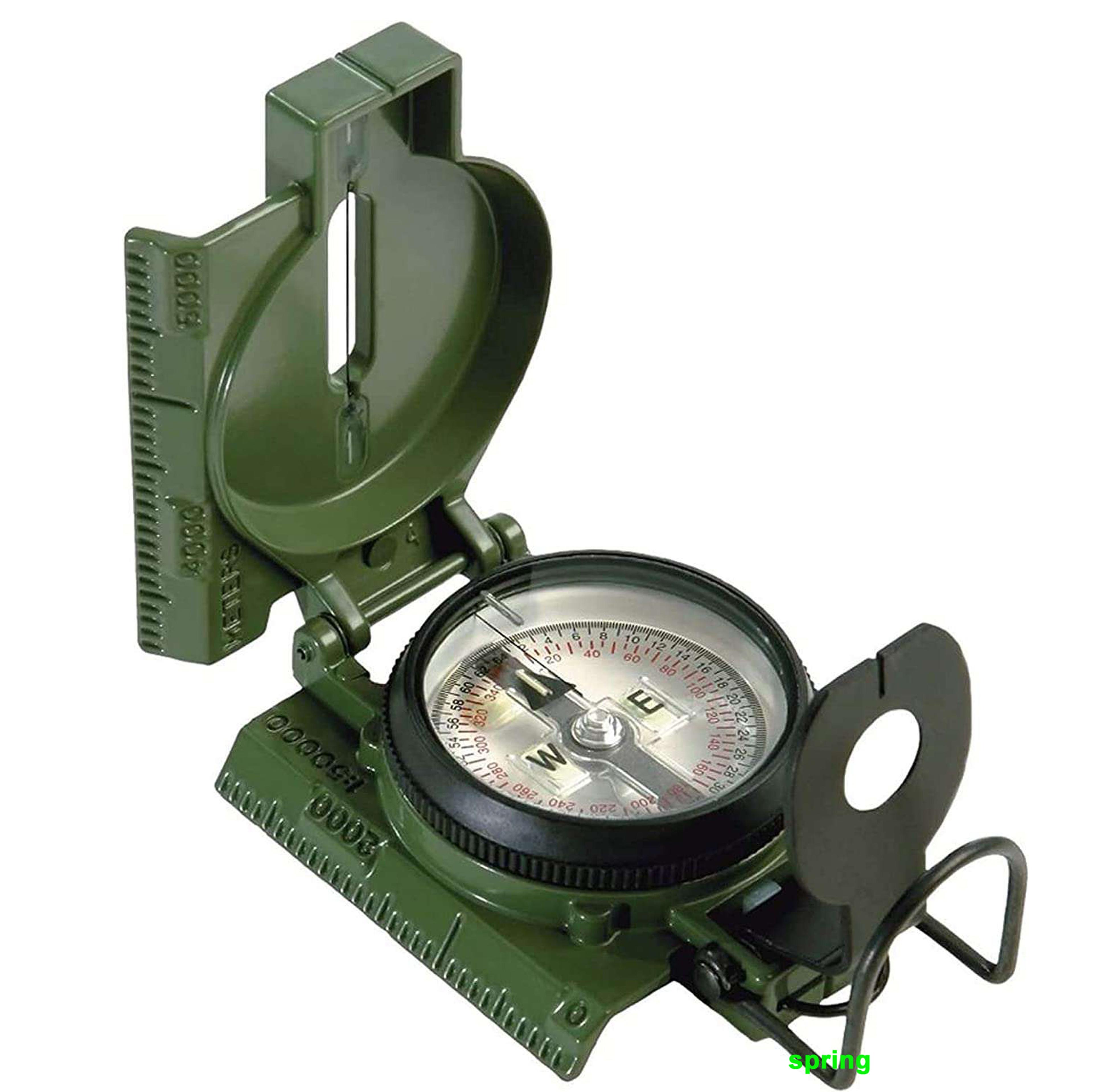 military lensatic compass waterproof phosphorescent hiking navigation tool with pouch
