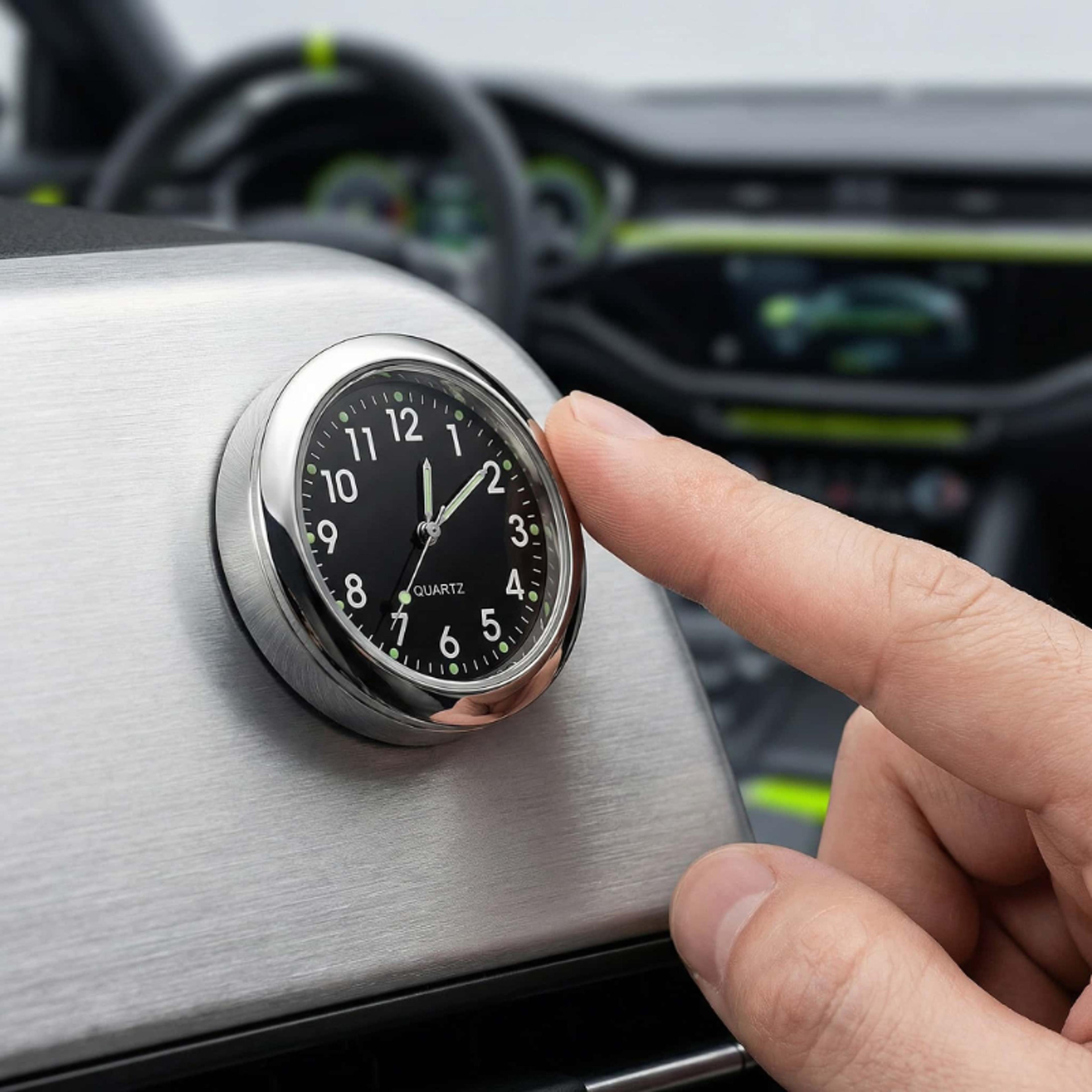 mini luminous car dashboard clock stick on quartz auto timer