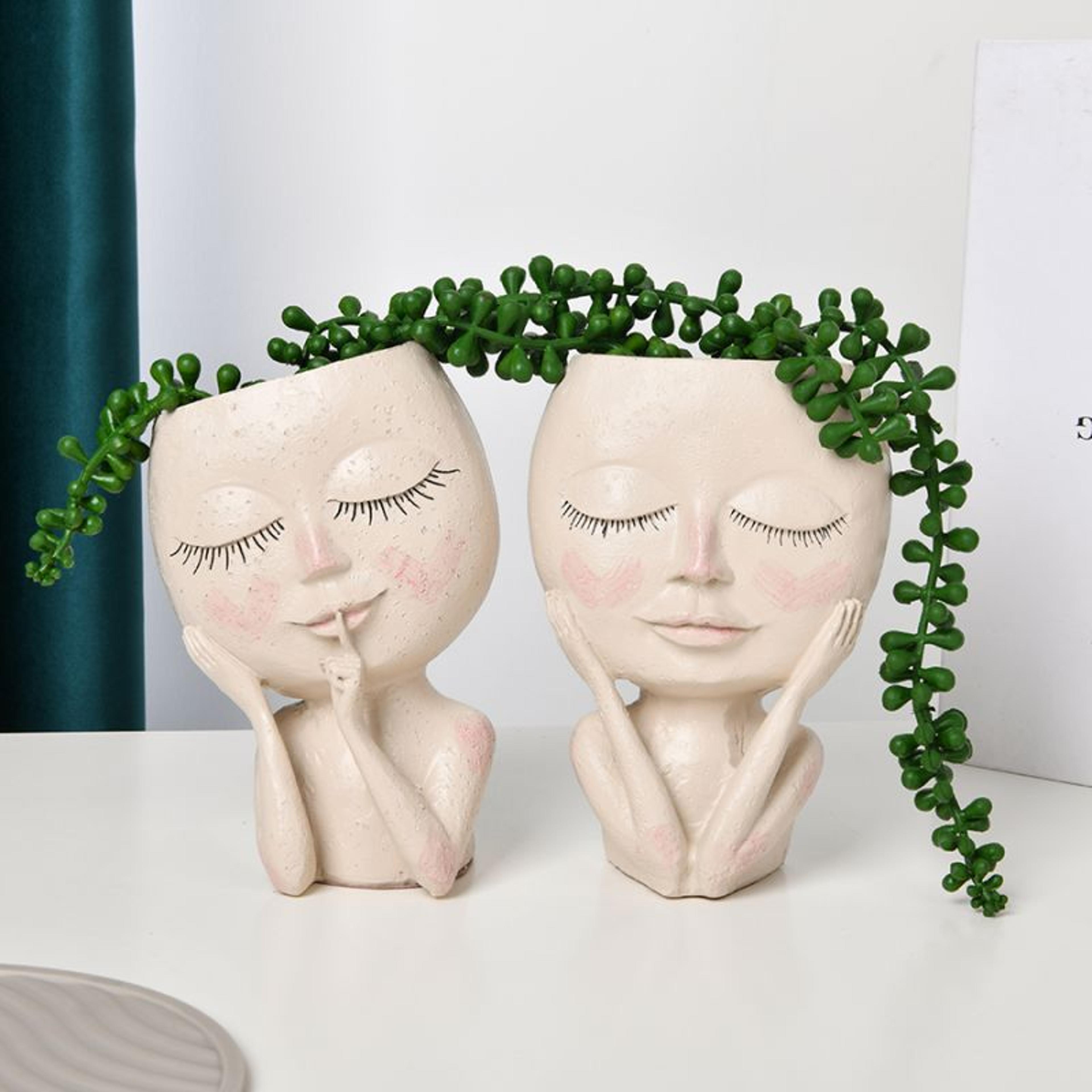 elegant resin flower pot with artificial green plant indoor outdoor decorative planter