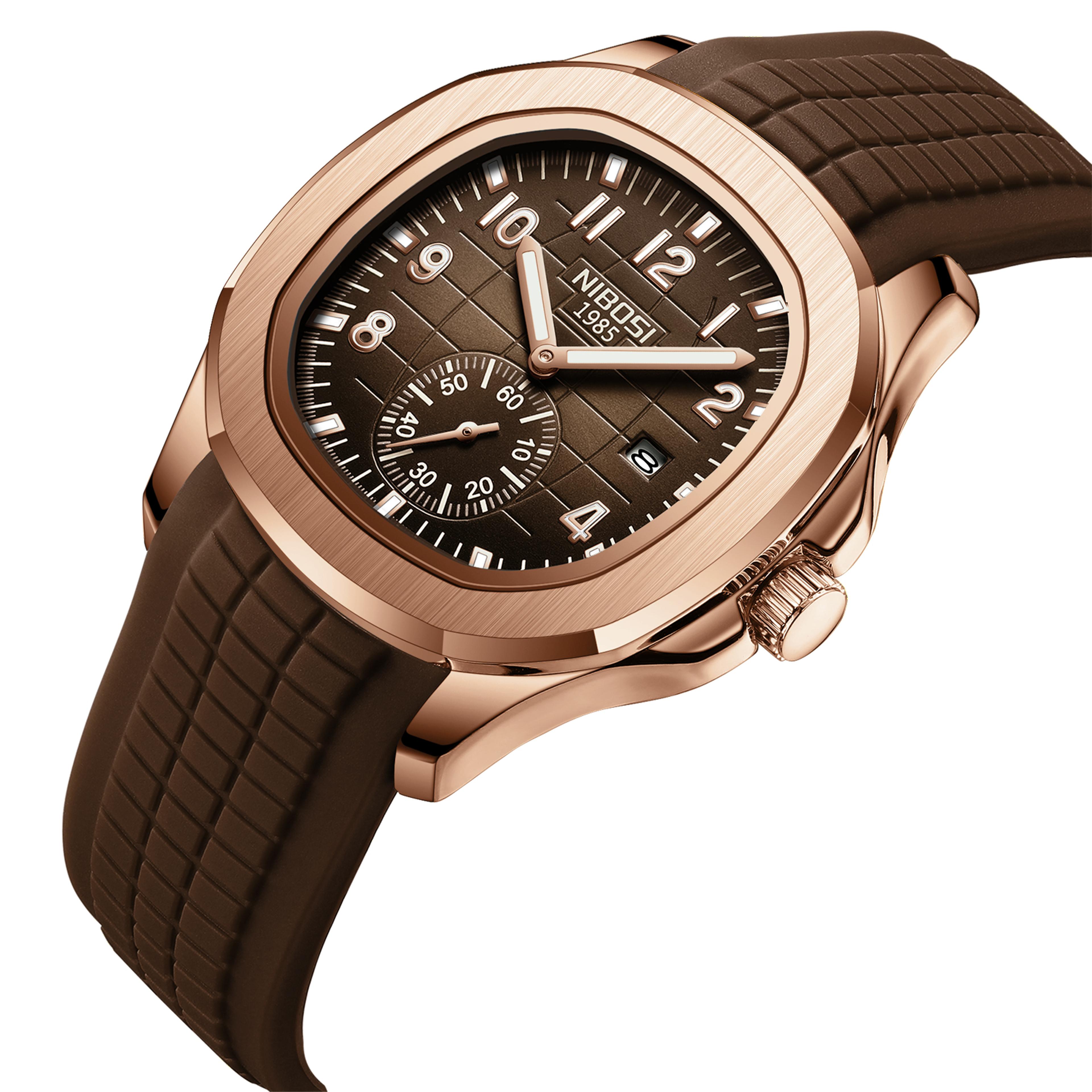 aqualuxe mens waterproof quartz watch with luminous dial & auto date