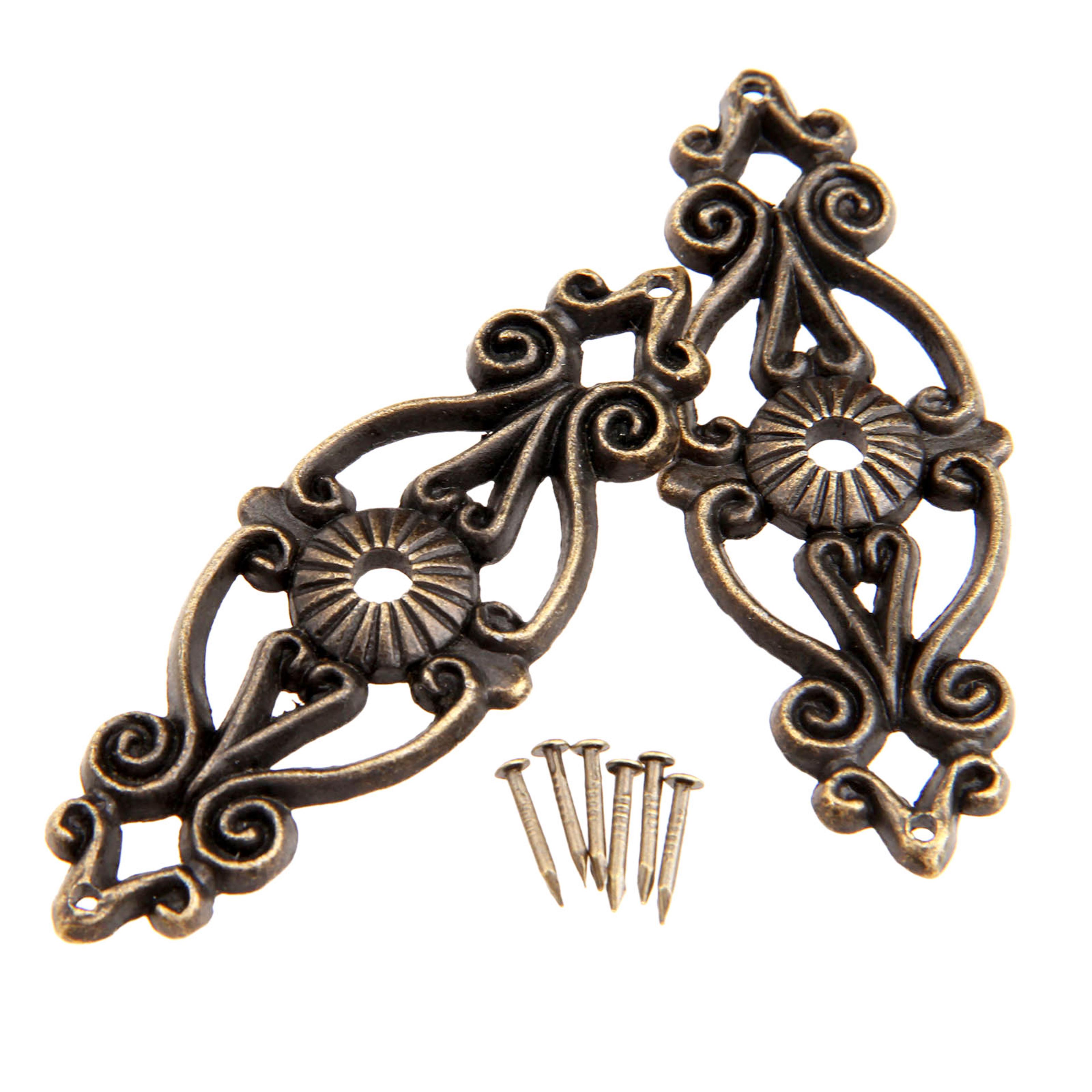 vintage metal corner protectors for jewelry boxes & furniture legs