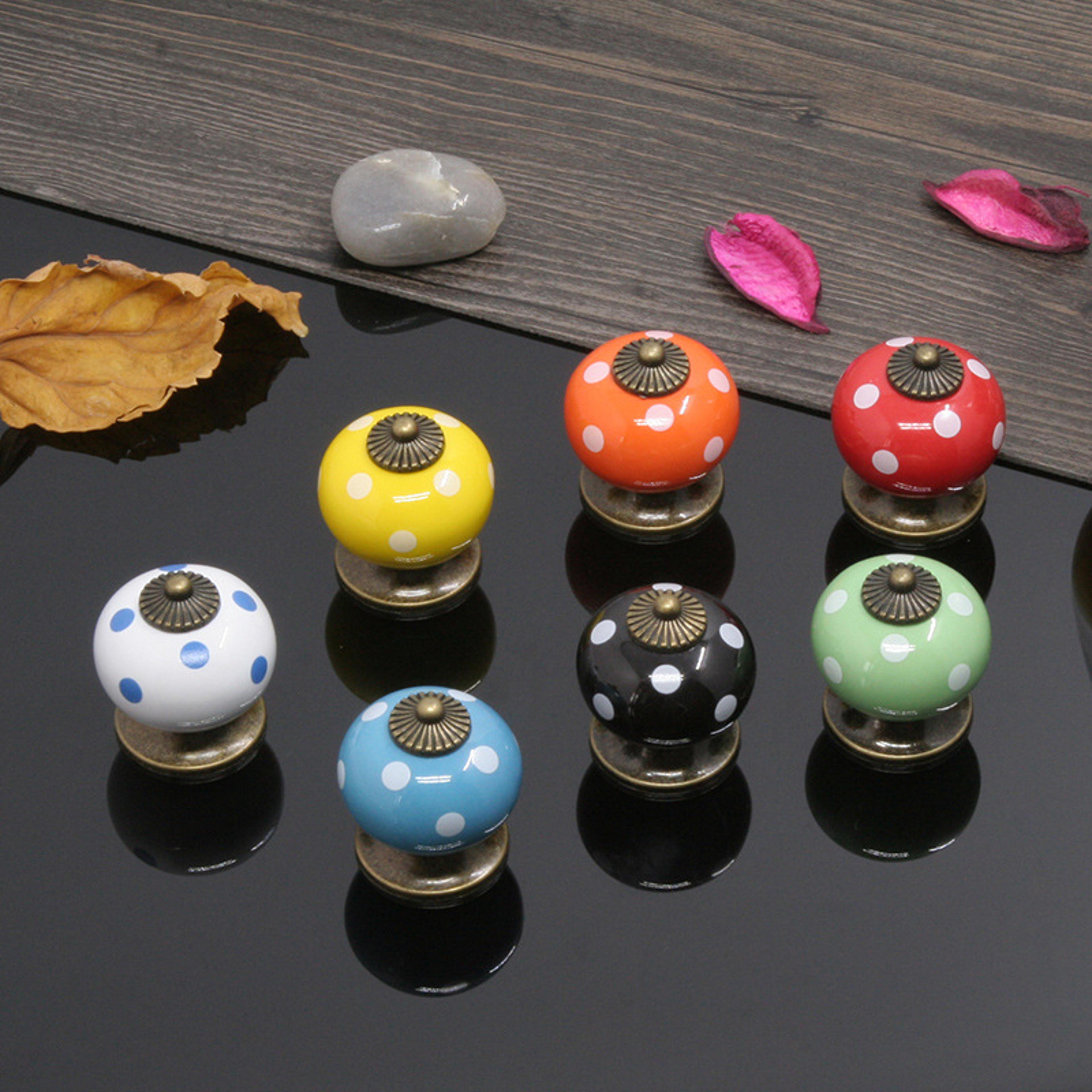 vintage pumpkin ceramic cabinet knob with ladybug design decorative drawer handle