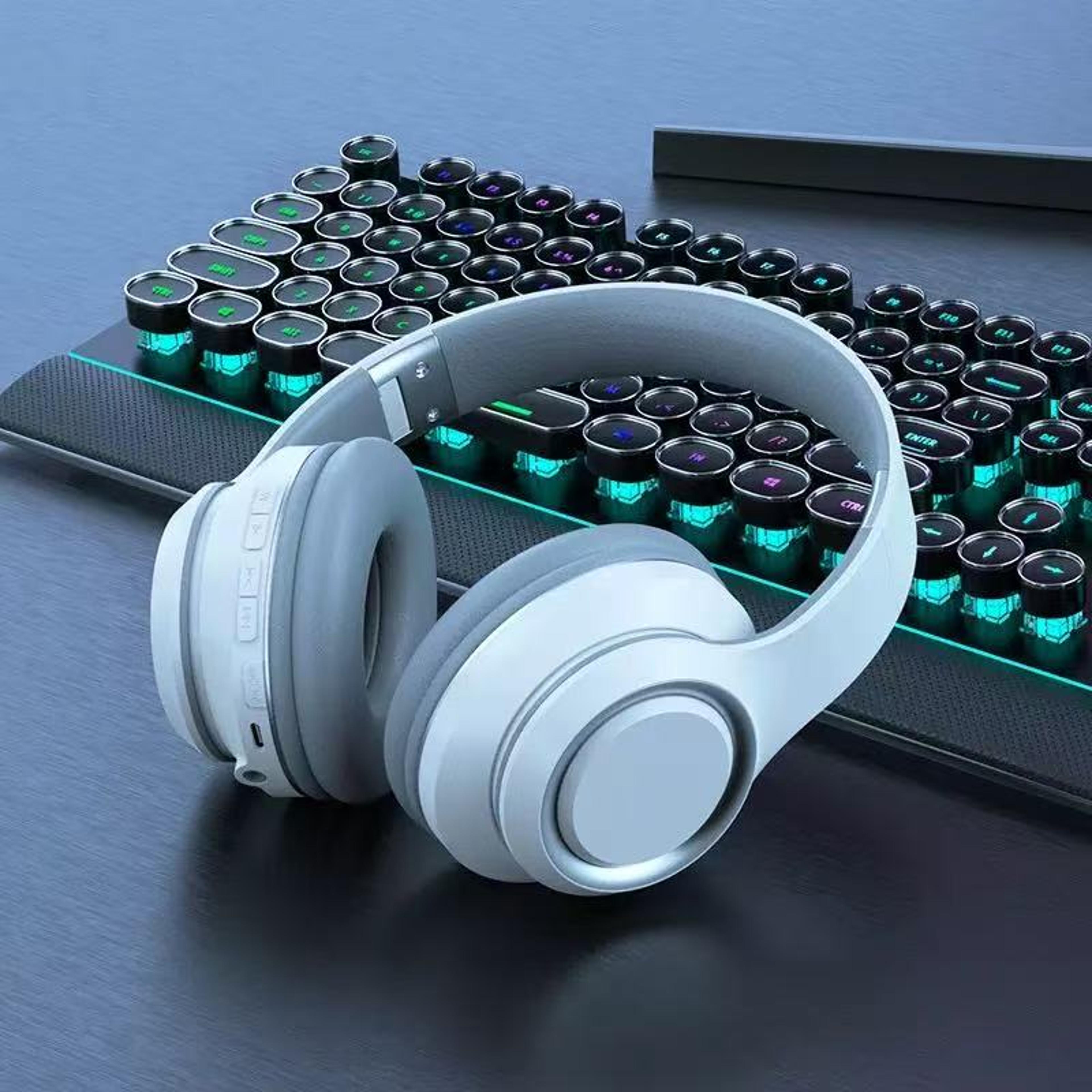 wireless bluetooth headphones with mic tf card playback & display screen over ear headset