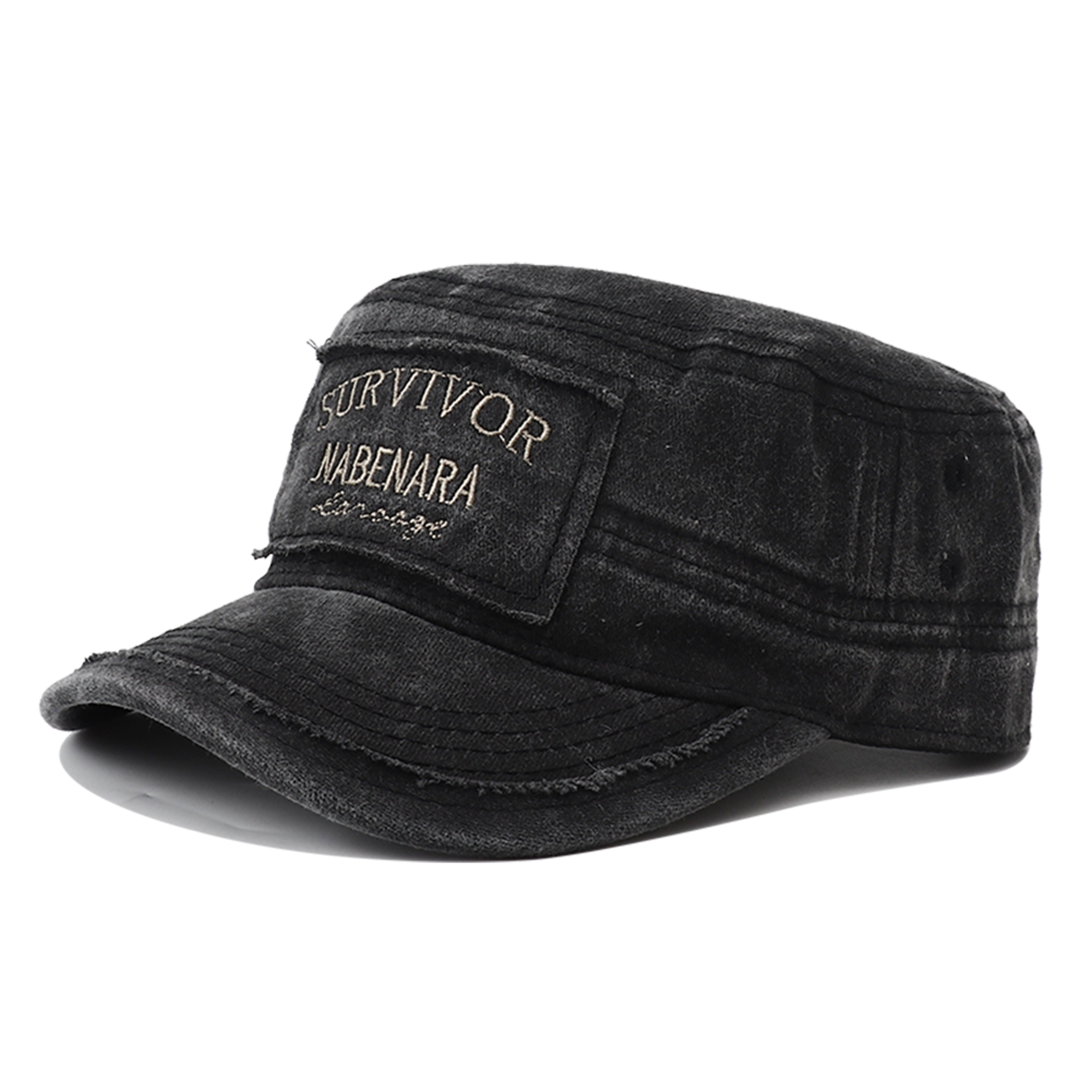 embroidered military flat top hat cotton army cap adjustable unisex