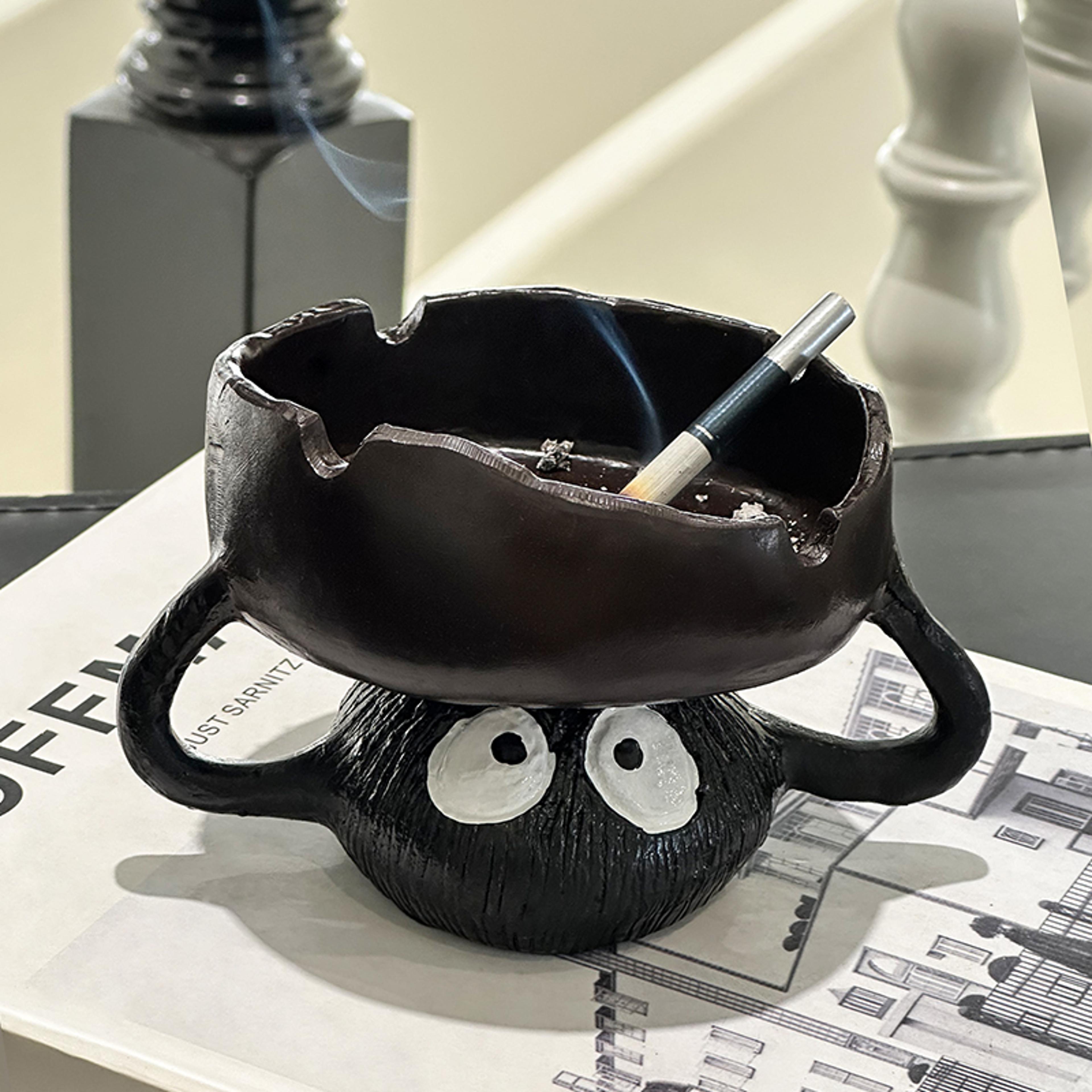 cute cartoon coal ball ashtray with lid decorative smoke-free desktop ash holder