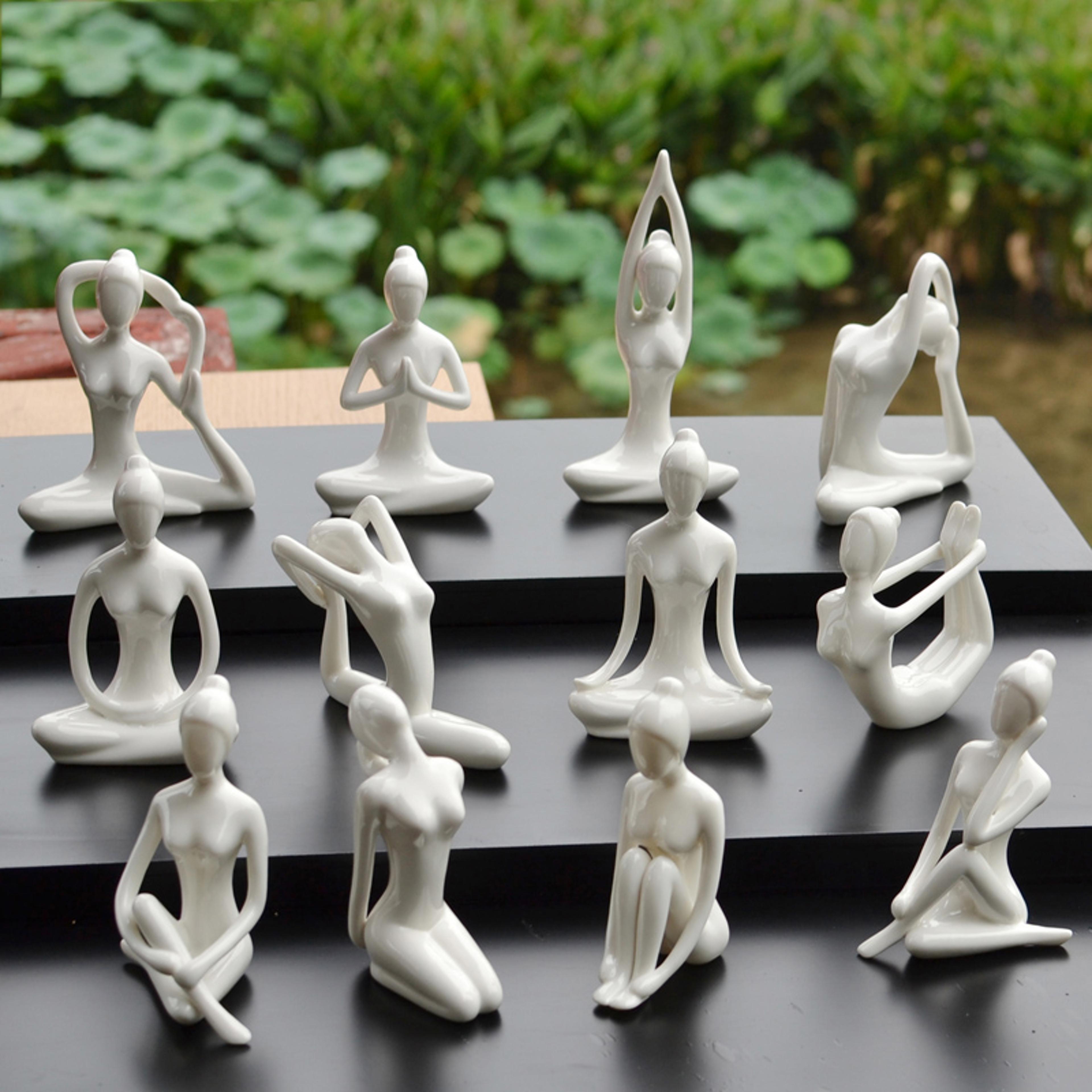 ceramic yoga pose figurine abstract sculpture zen home decor