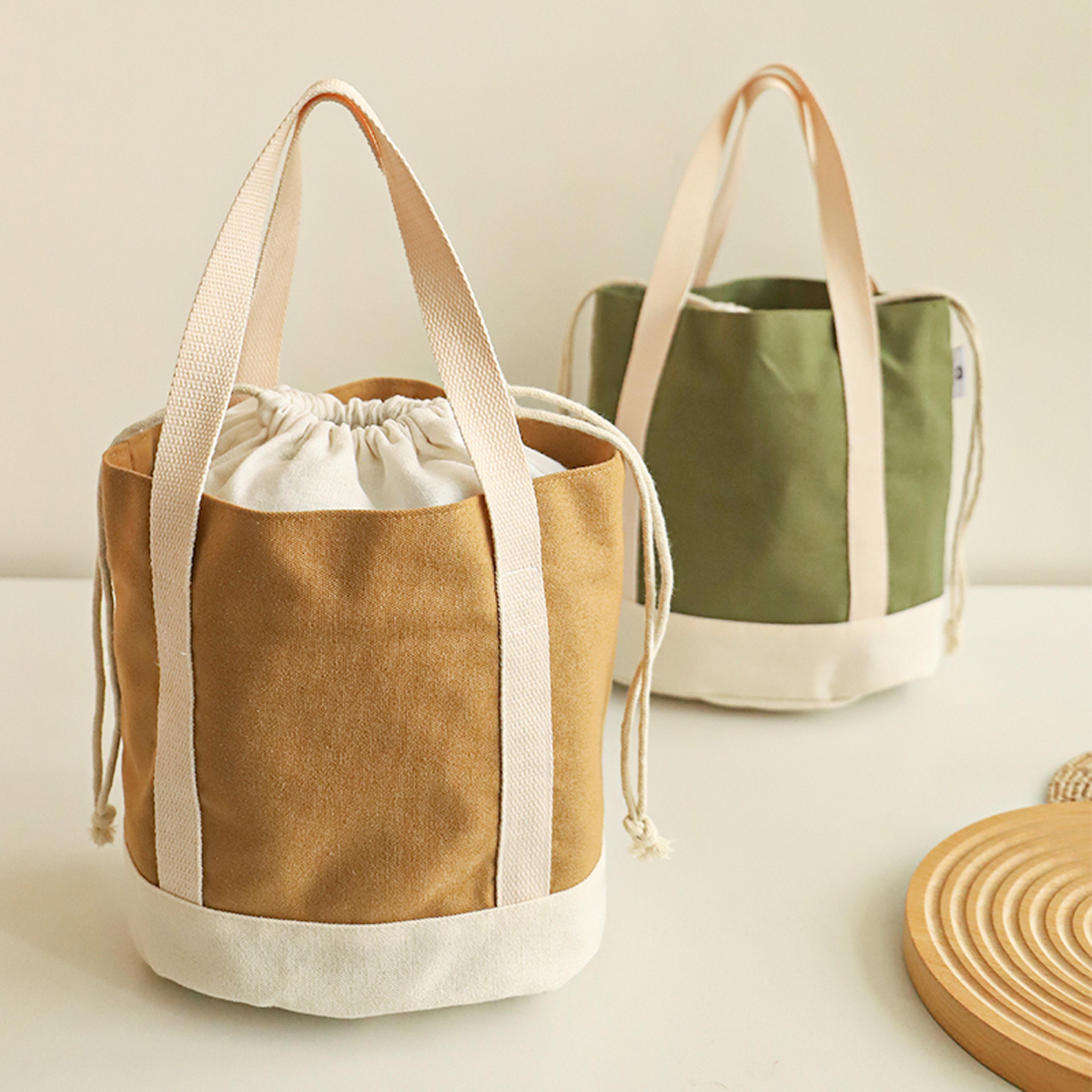 japanese canvas lunch bag insulated portable tote for work and school