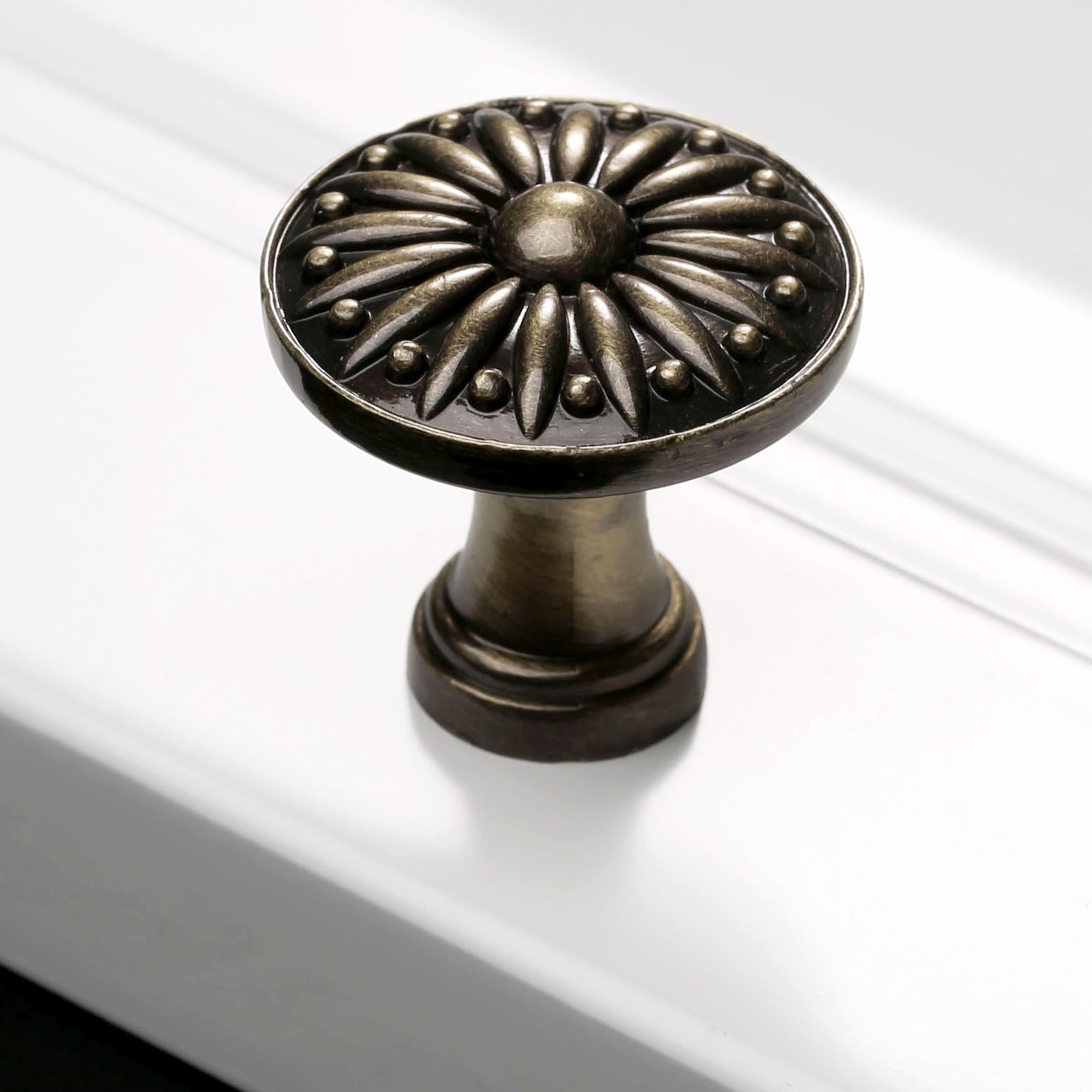 vintage floral cabinet knob antique brass drawer pull for dresser kitchen cupboard