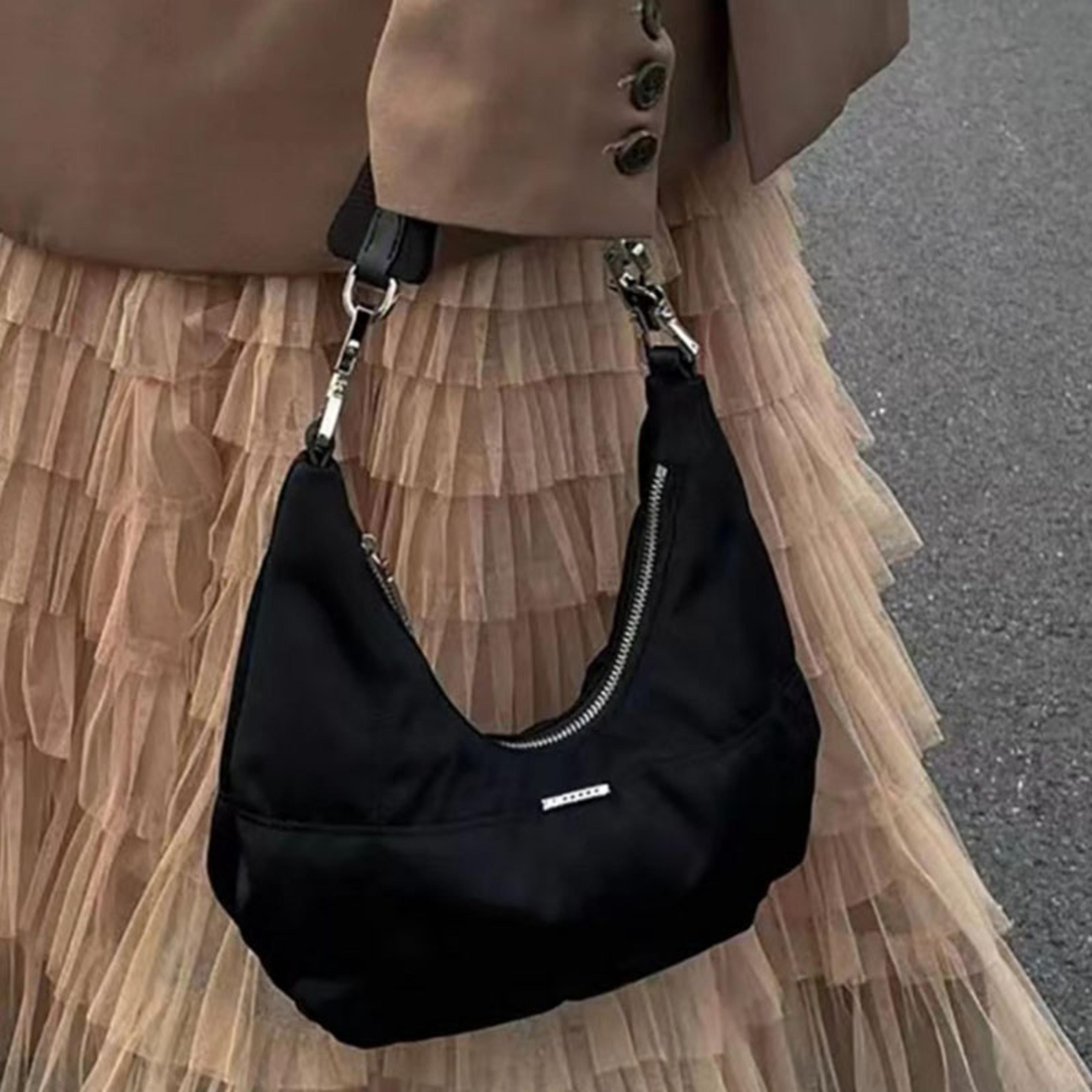 retro crescent nylon shoulder bag for women yk underarm bag soft hobo purse