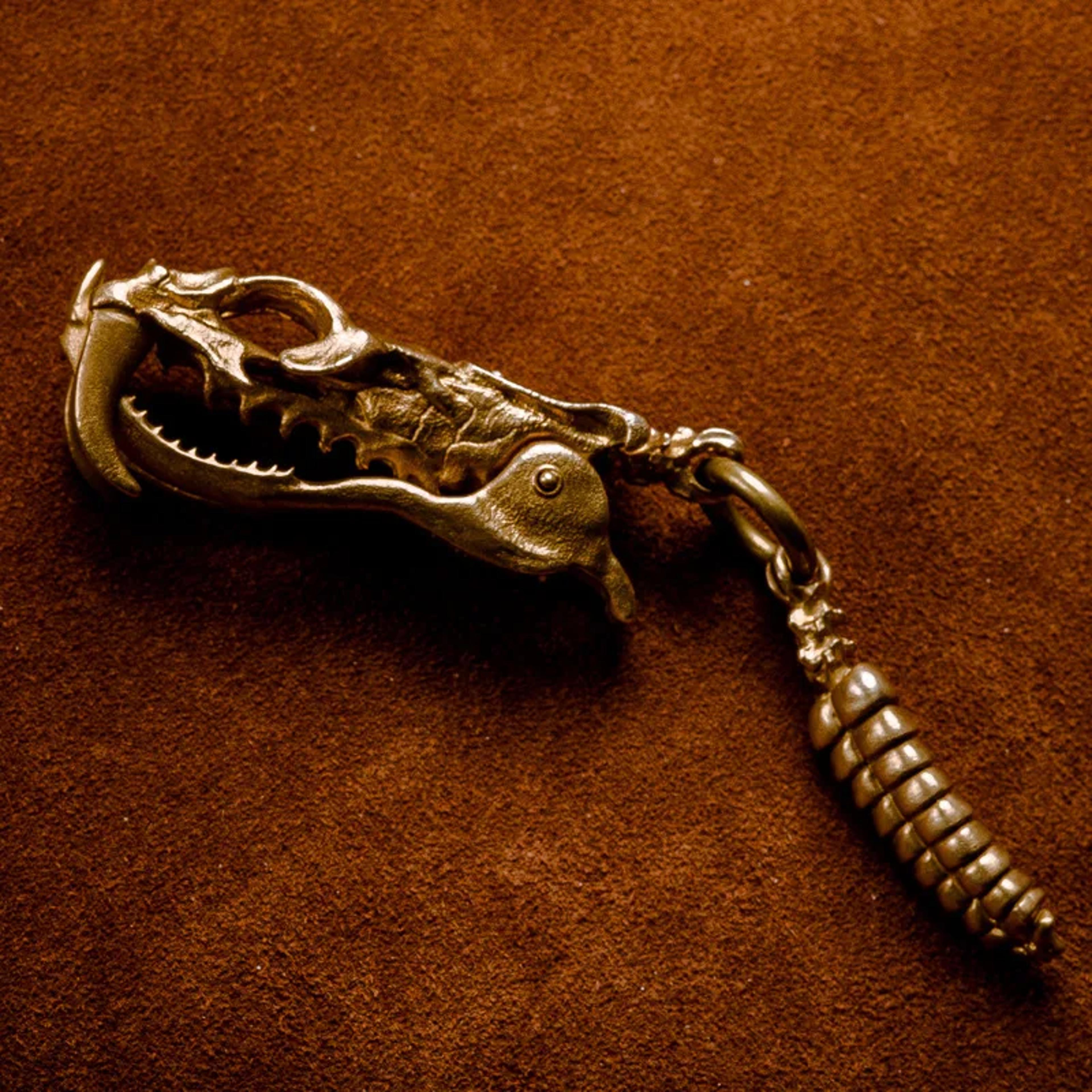 vintage copper snake keychain pendant retro tail charm accessory