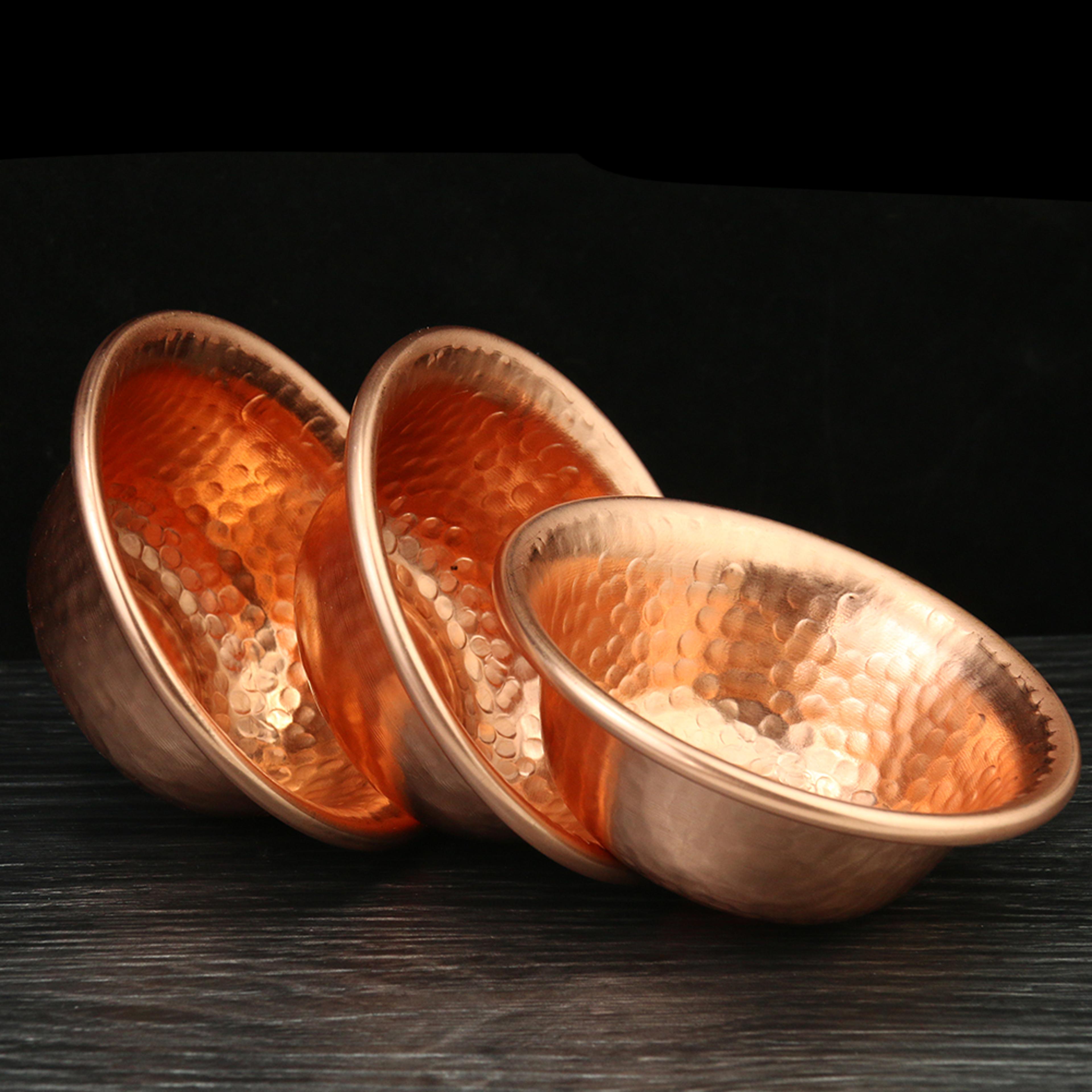 hand hammered copper offering bowl for buddhist rituals and meditation altar decor