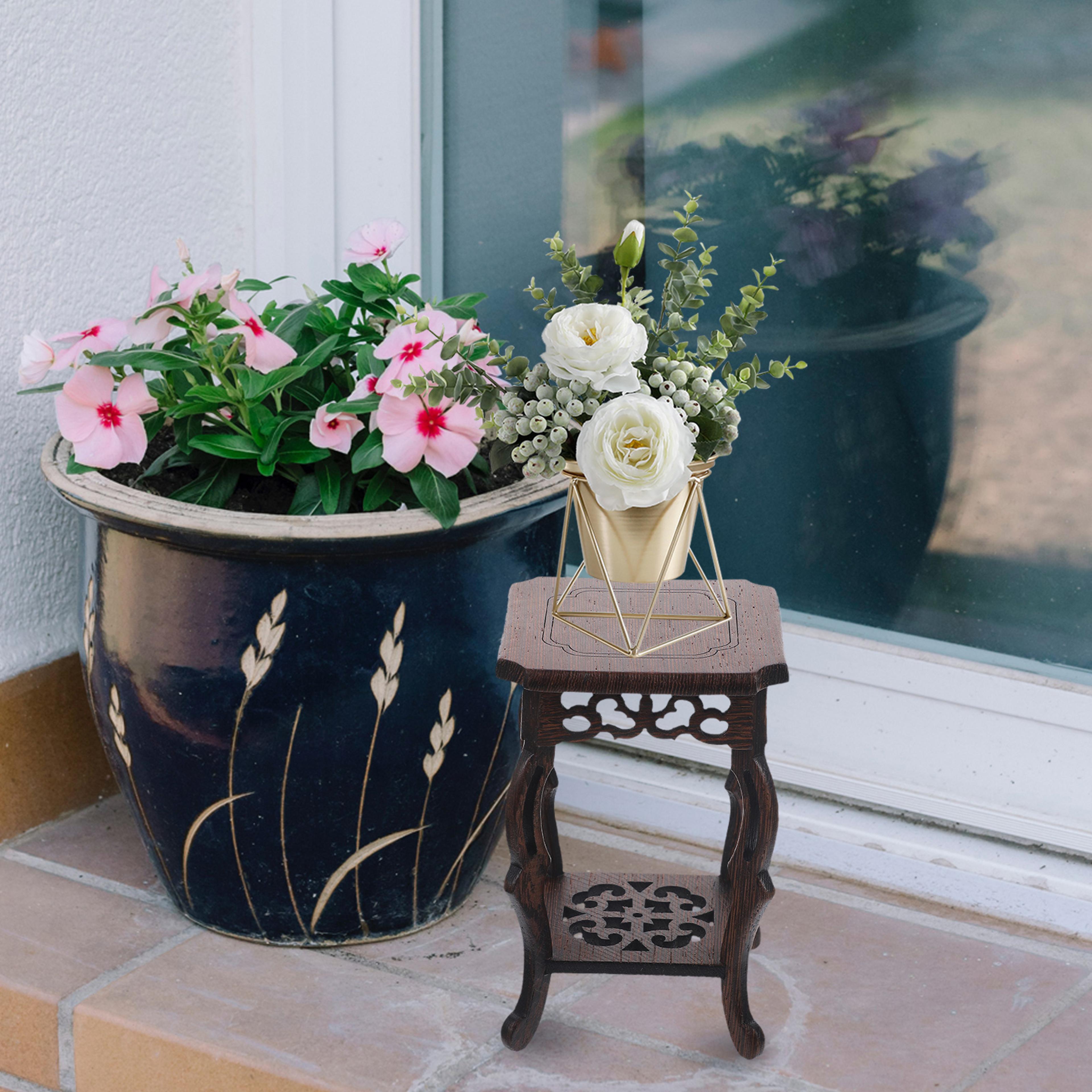 rustic wooden plant stand holder for pots and decor display base