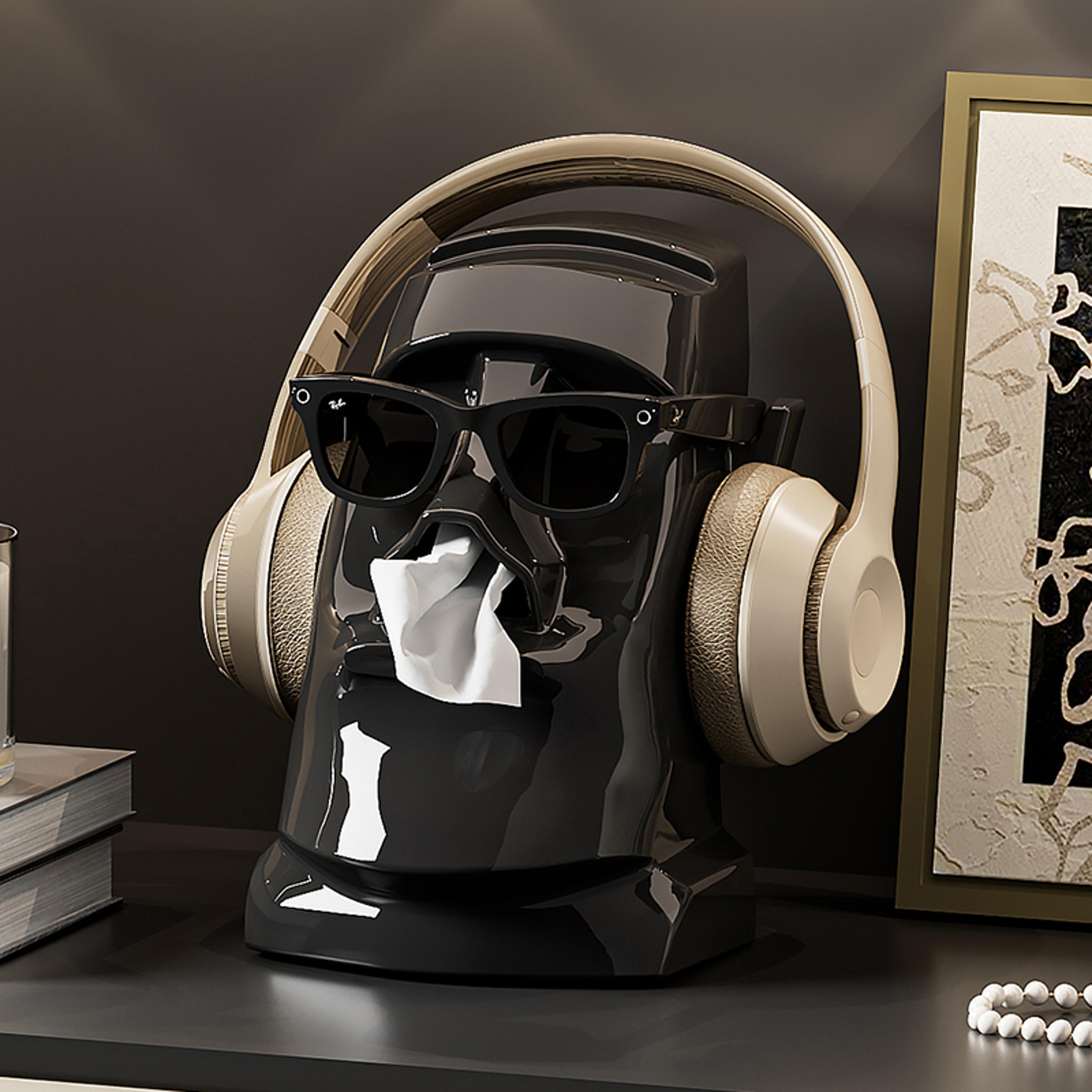multi compartment desk organizer with tissue holder for glasses earphones & accessories