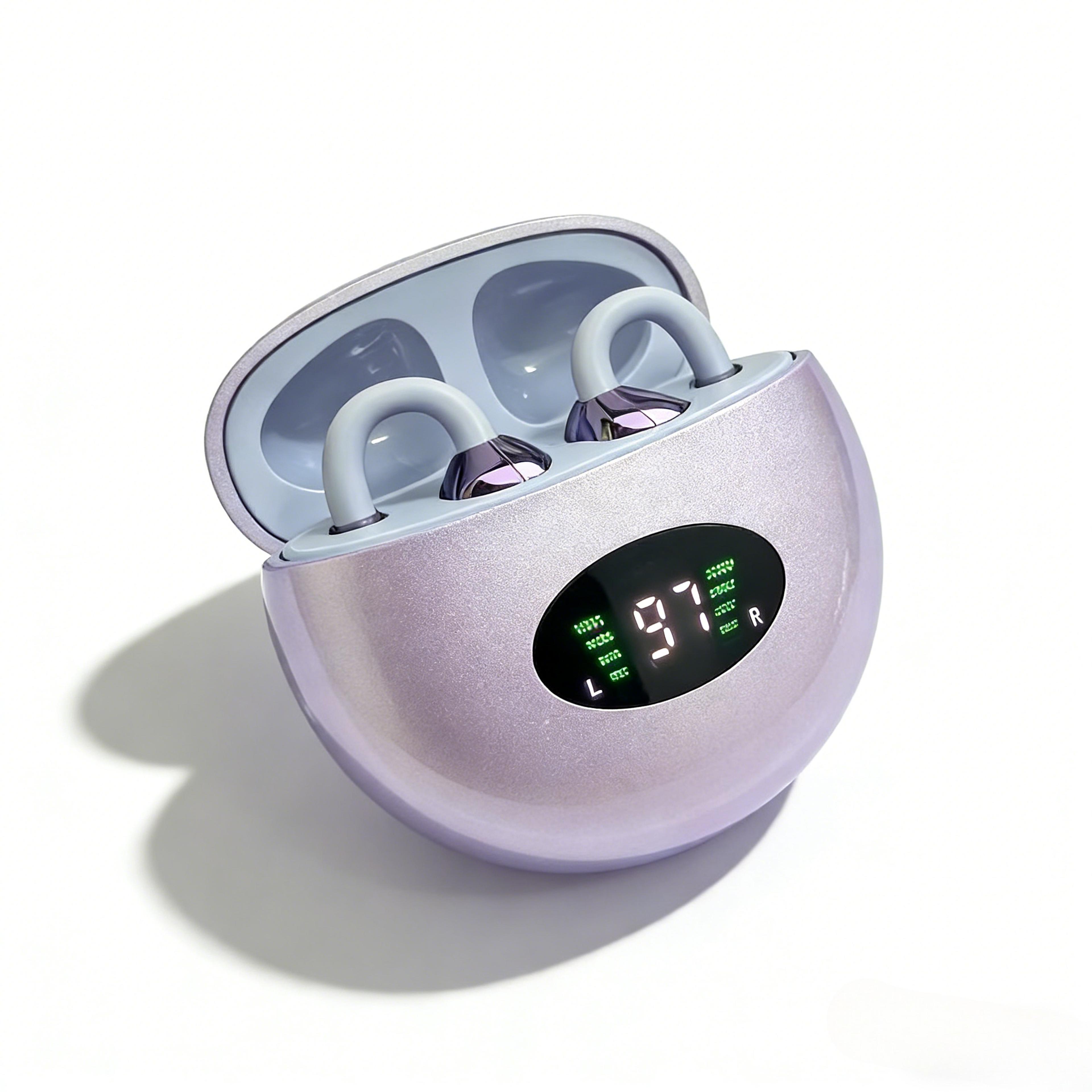 clip-on wireless bluetooth earbuds with ai noise cancellation & long battery life for sports