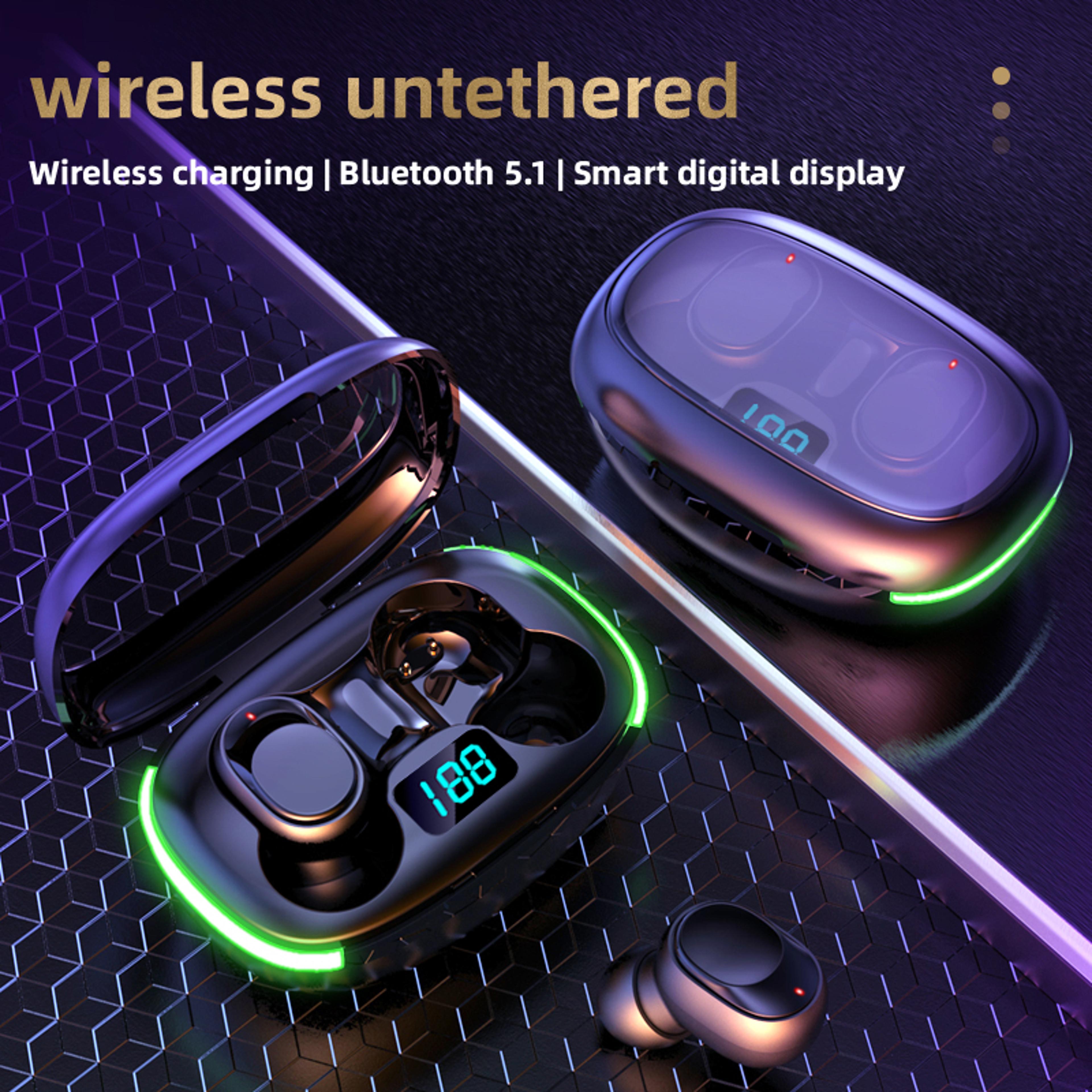 smart led display bluetooth earbuds with hifi stereo sound and long battery life