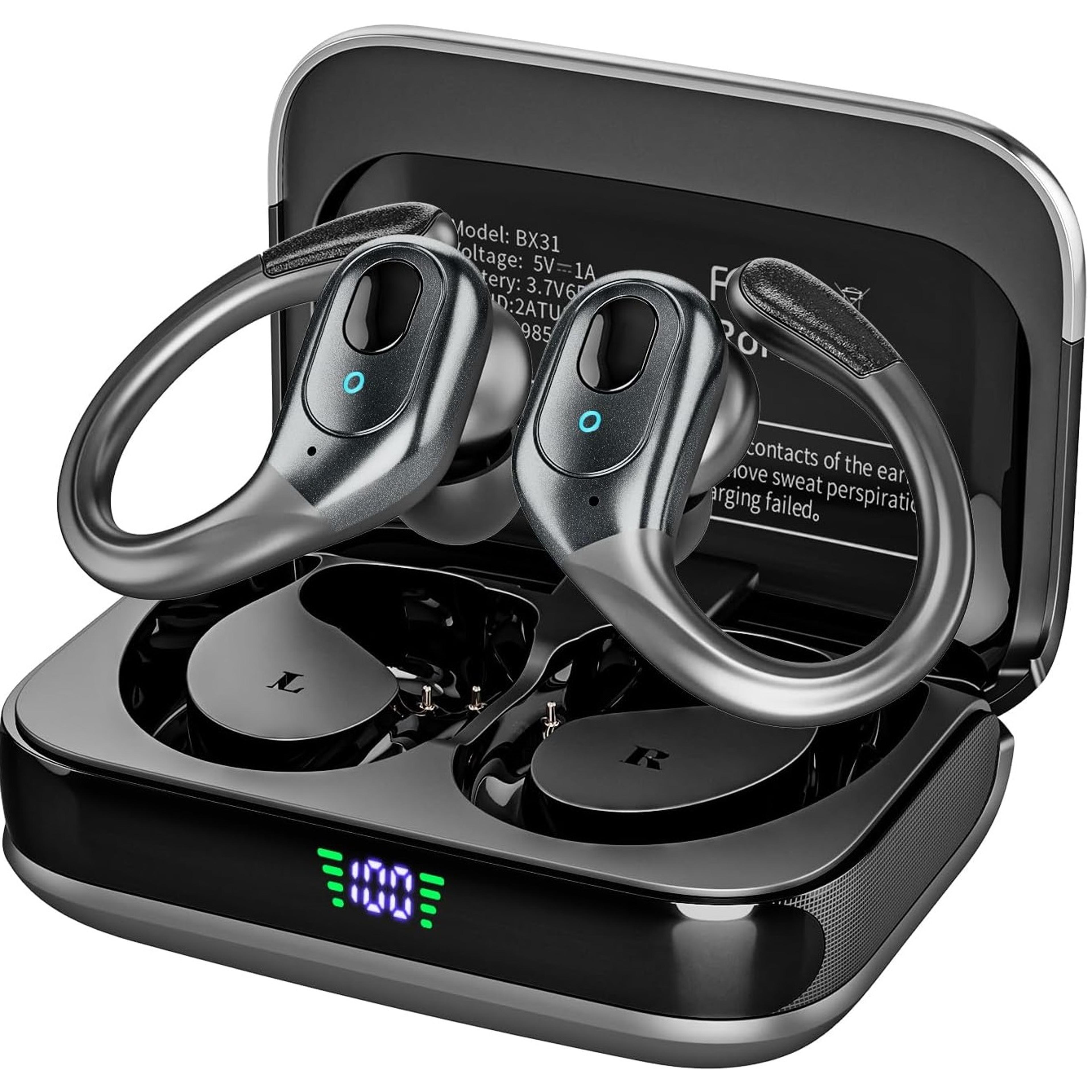 wireless sports earbuds bluetooth hifi bass waterproof noise cancelling headset
