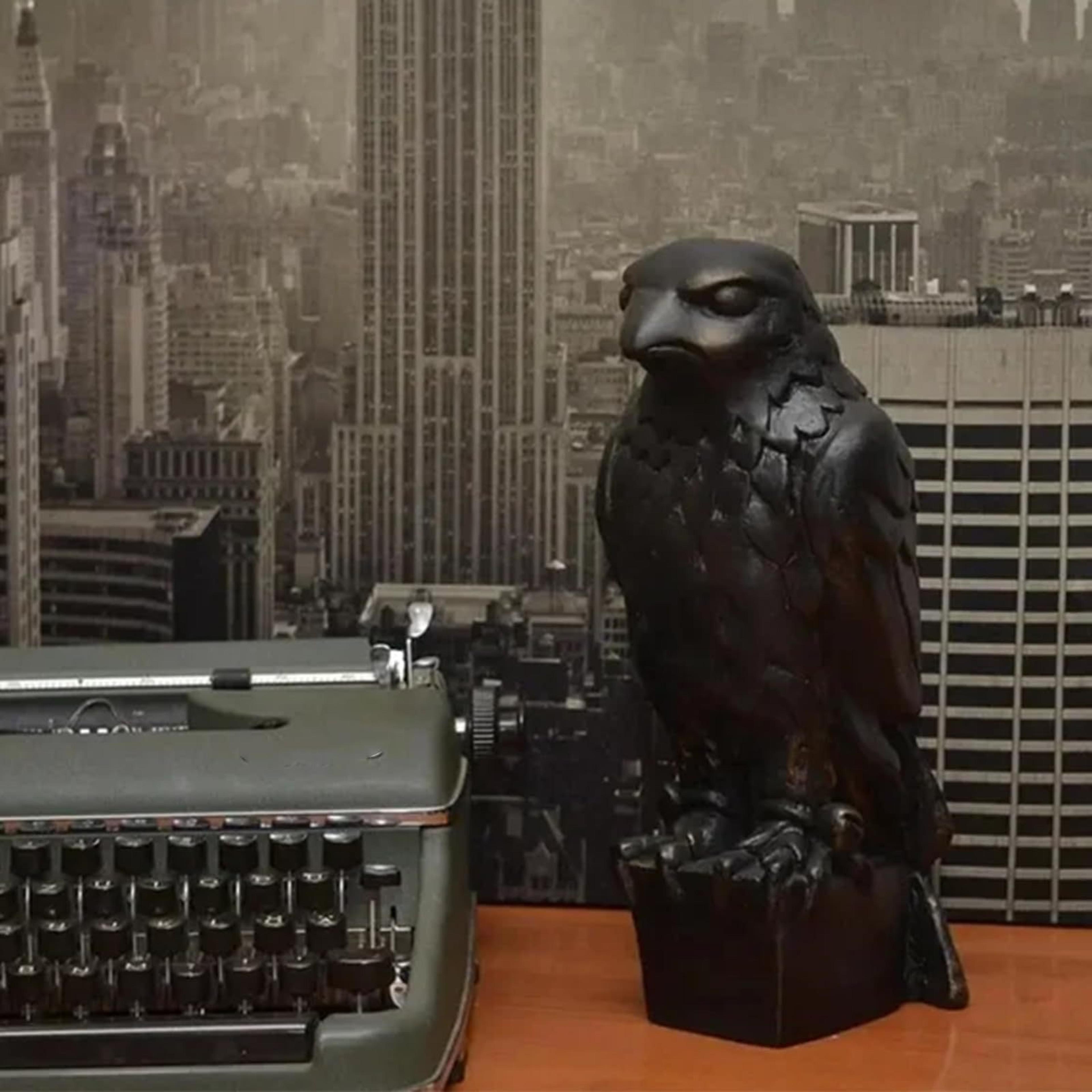 black eagle resin statue hawk sculpture for desk home office decor
