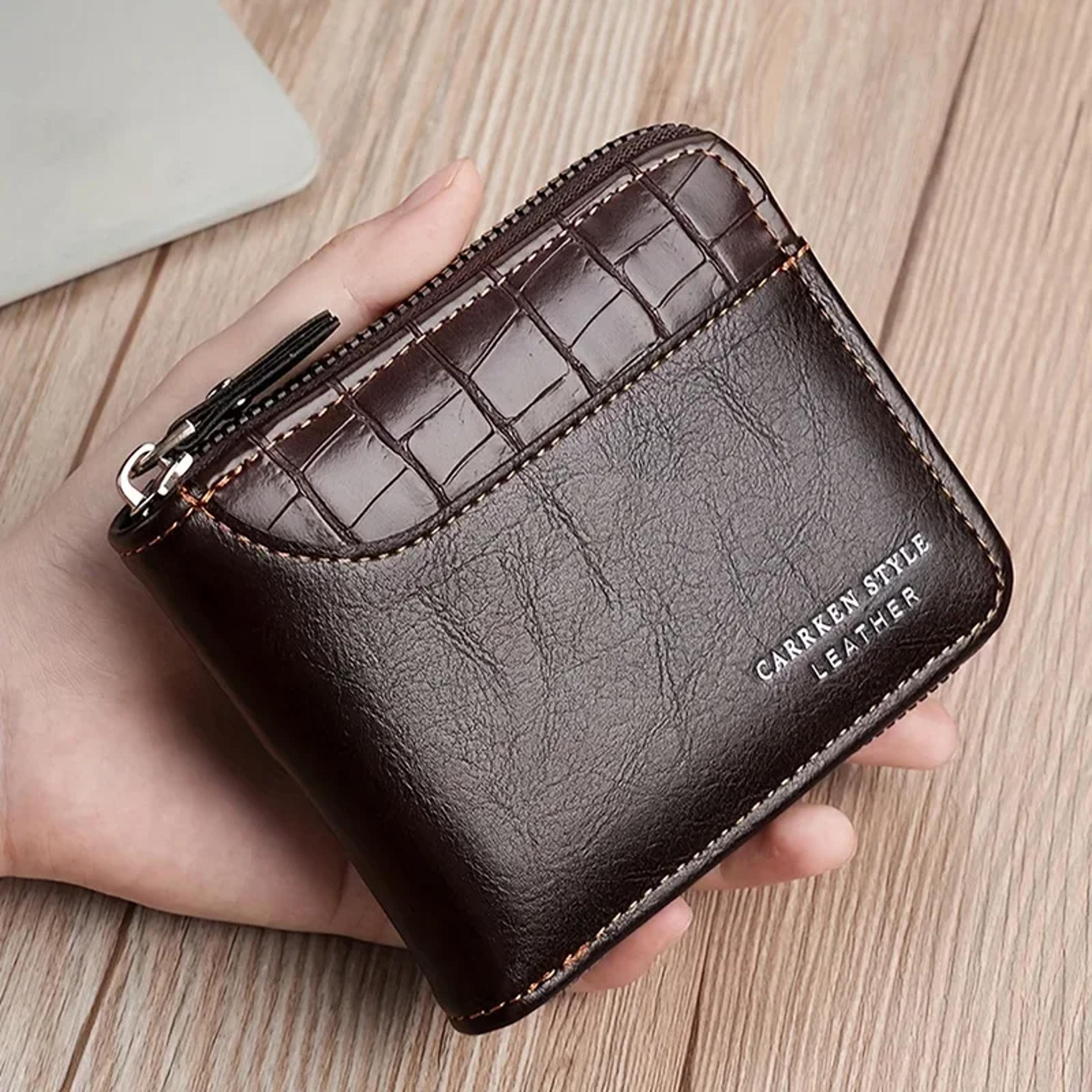 luxury mens leather wallet with rfid & coin pocket
